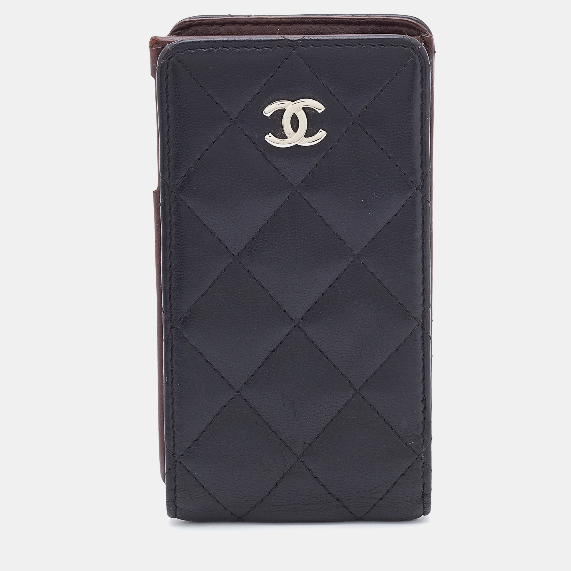 Pre-owned Chanel Black Quilted Leather Cc Iphone4/5 Case