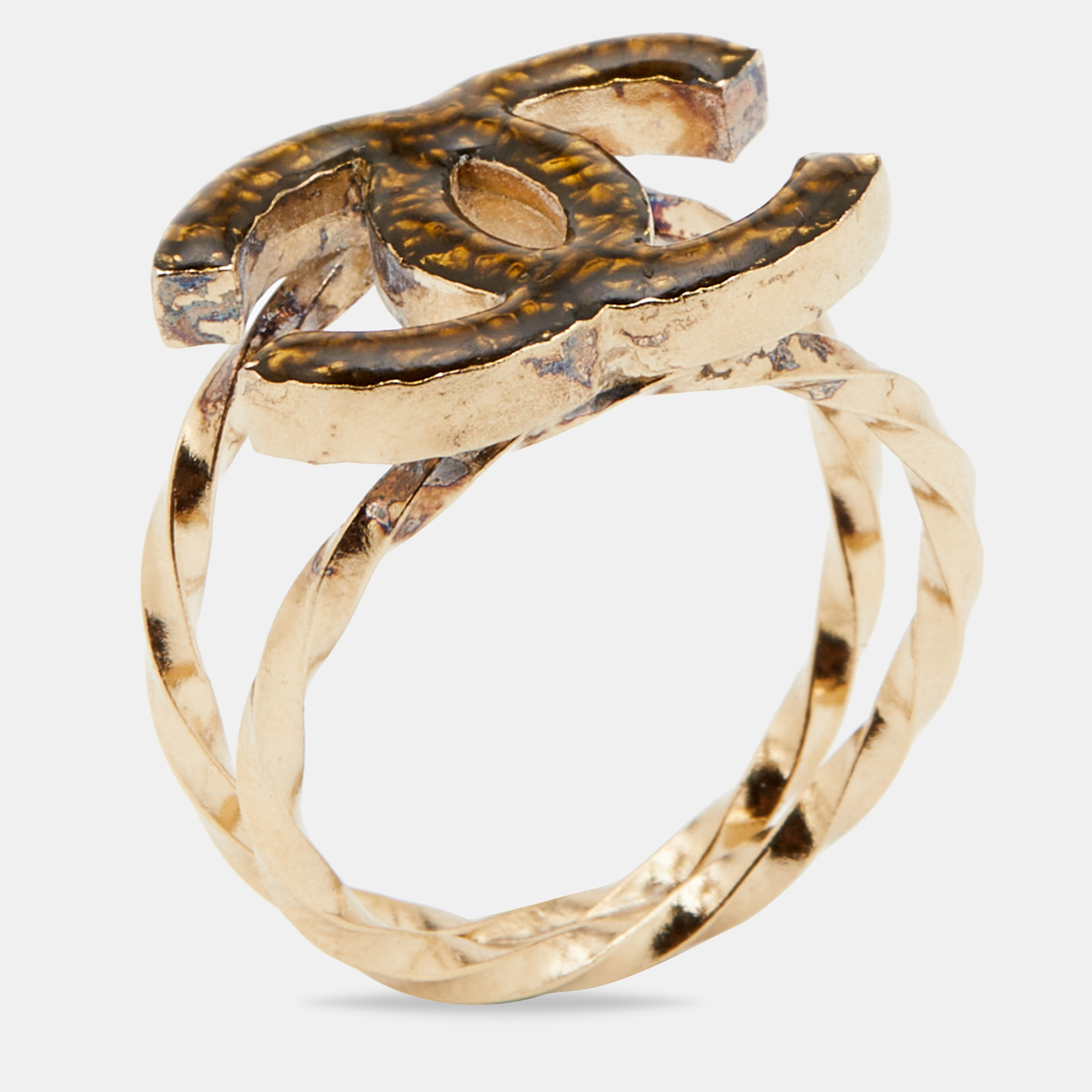 

Chanel CC Resin Gold Tone Ring Size