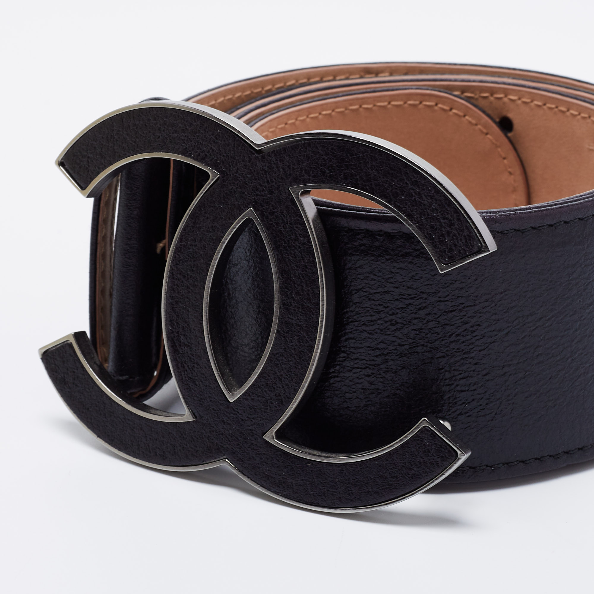 

Chanel Black Leather CC Wide Waist Belt