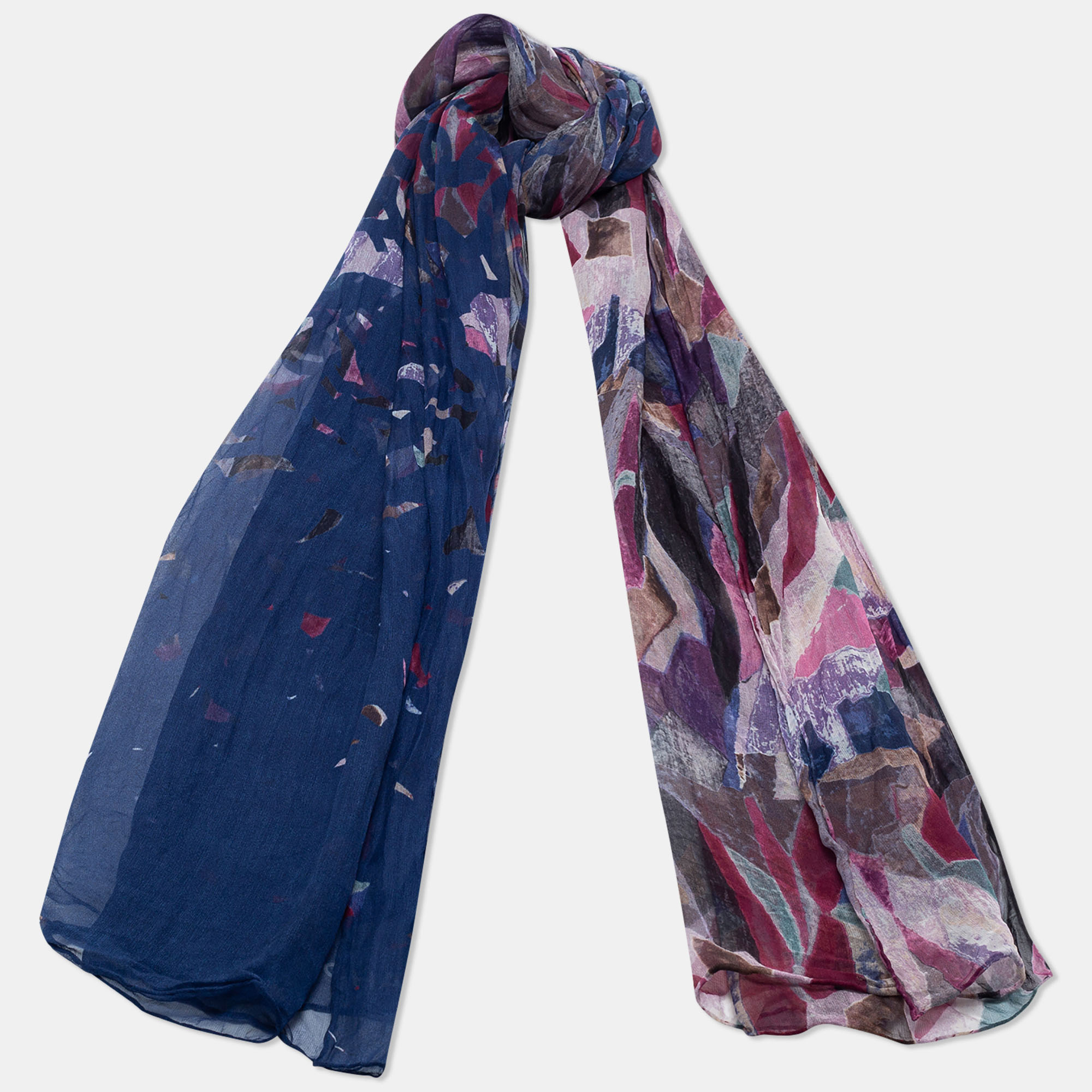 

Chanel Blue Abstract Print Silk Scarf