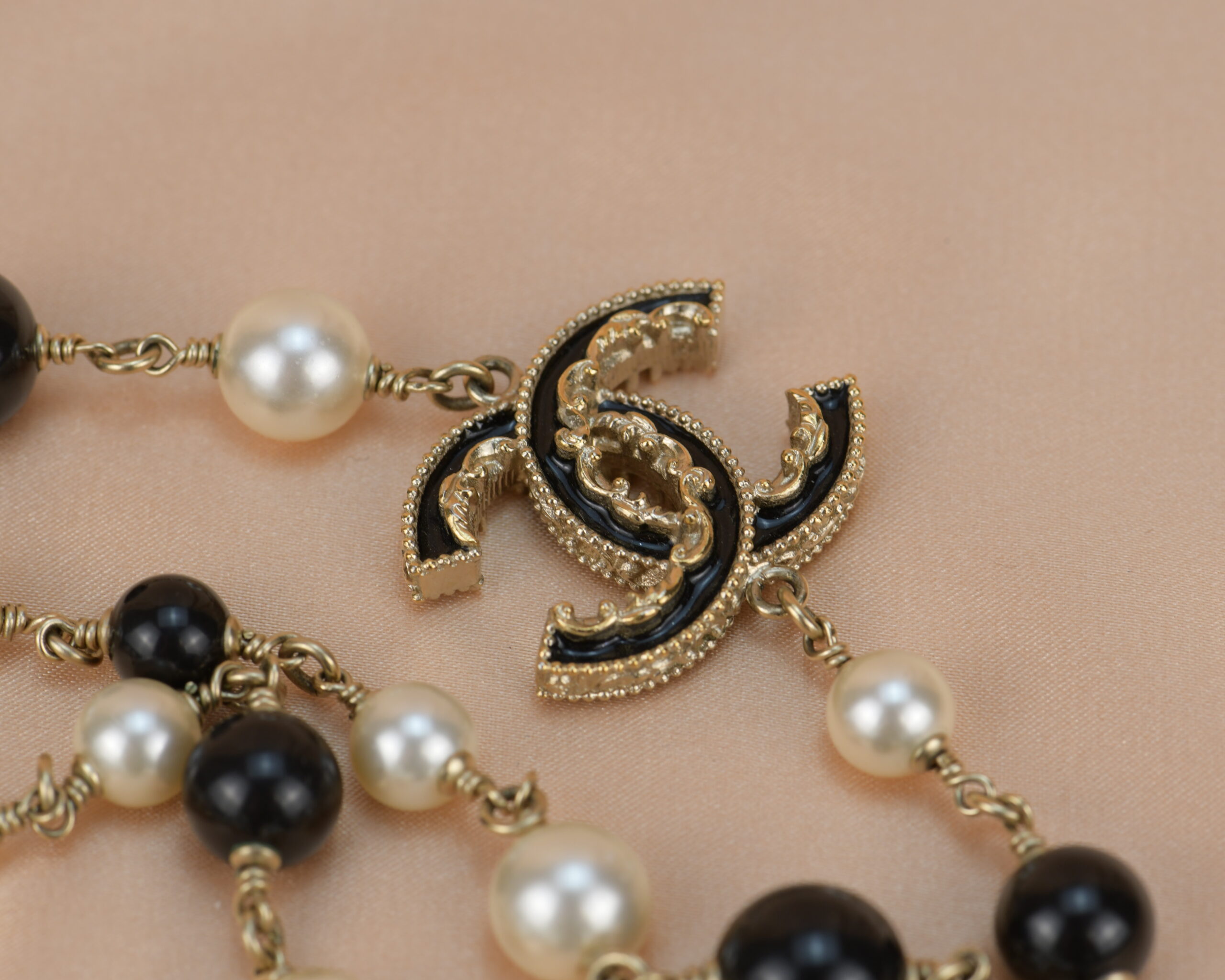 Chanel Black Camellia Pearl Necklace - CharityStars