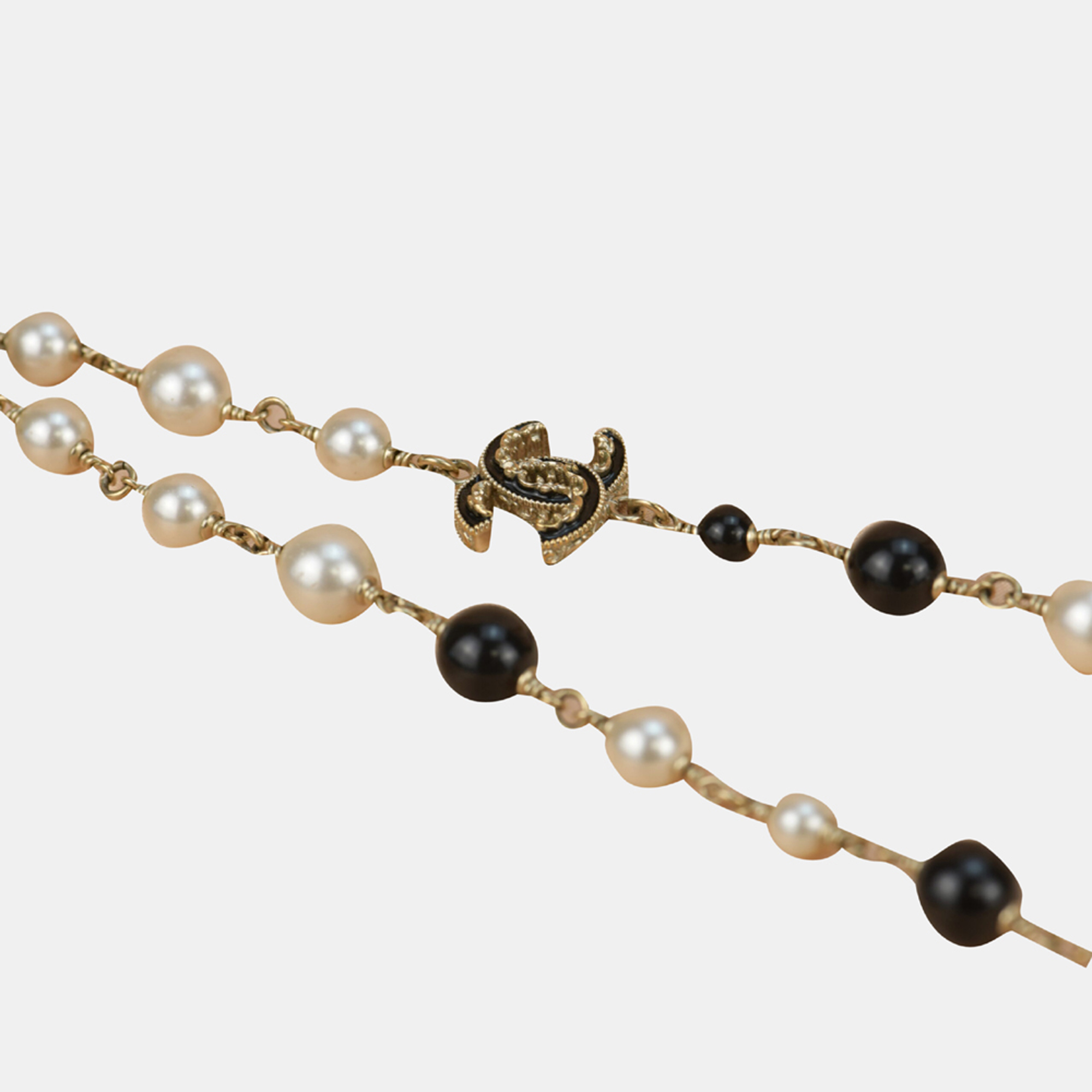 Chanel 2013 Pearl & Black Beads CC Baroque Sautoir Necklace Chanel