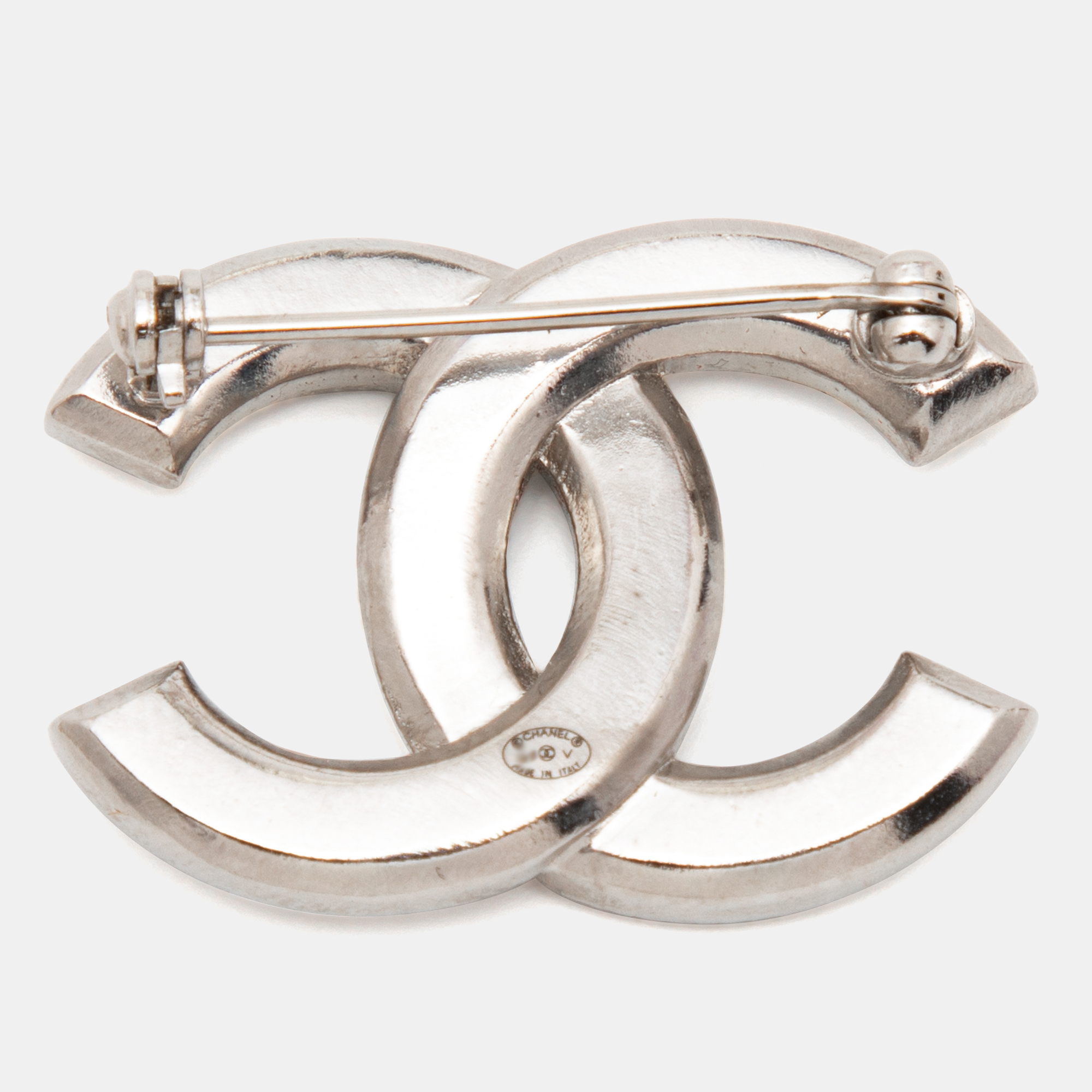 

Chanel CC Crystals Silver Tone Brooch
