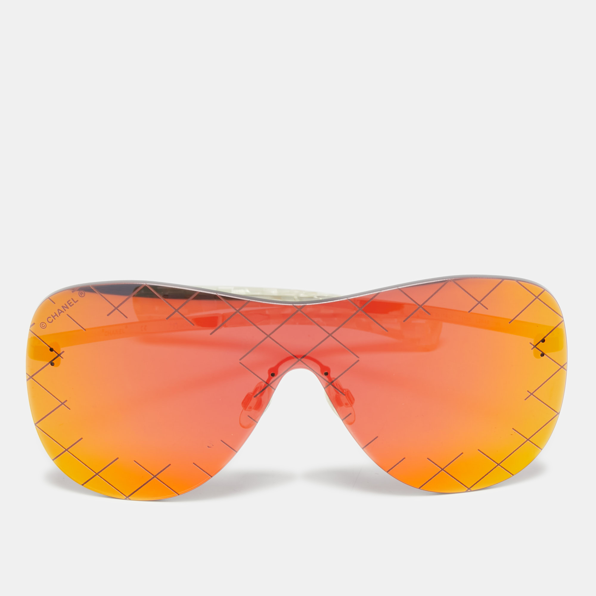 Chanel Orange/Silver Mirror 71158 Shield Sunglasses Chanel
