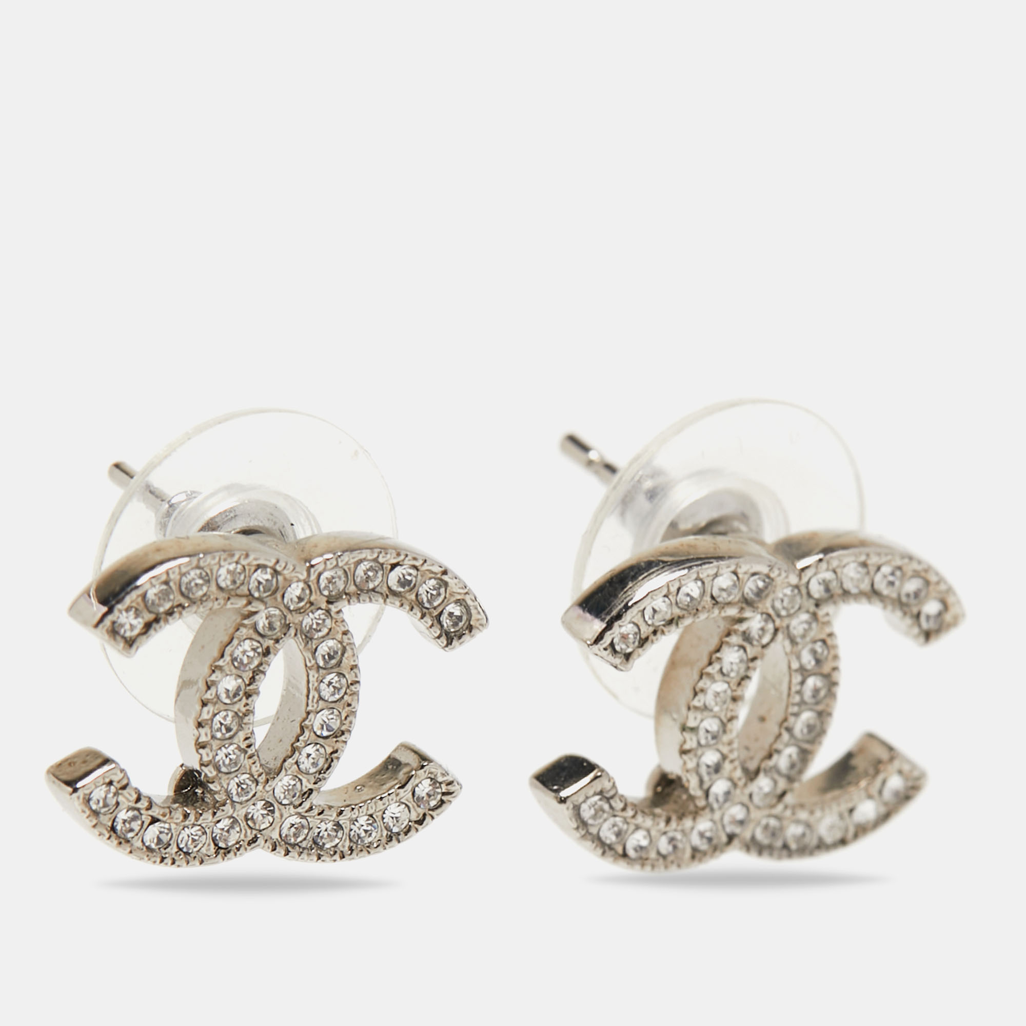 

Chanel CC Crystal Silver Tone Earrings