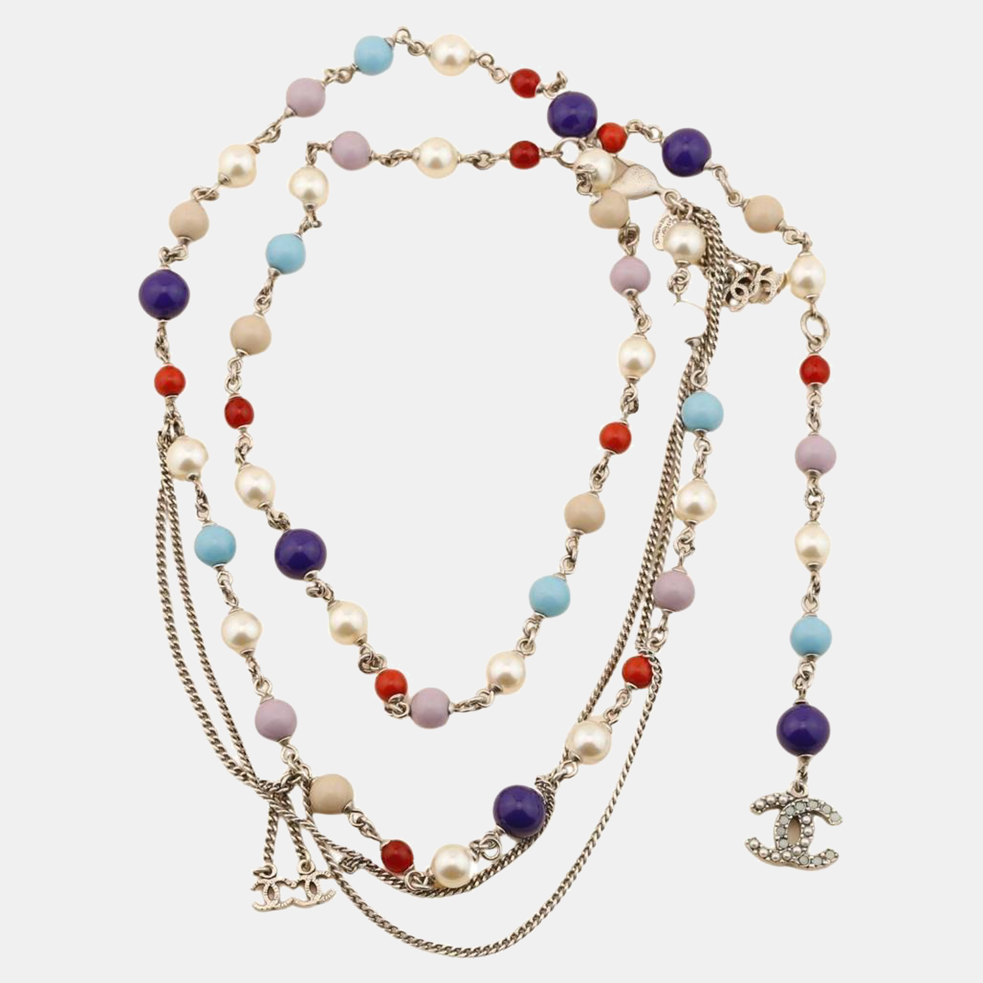 Pre-owned Chanel Cc Logo Multicolor Long Necklace