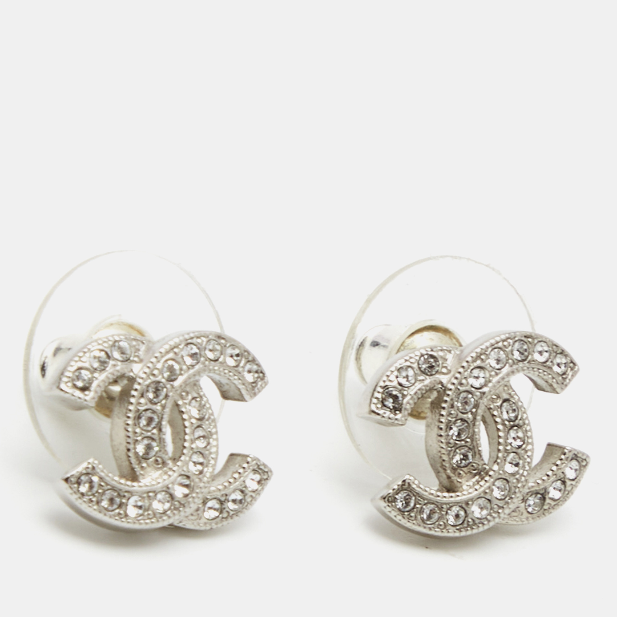 

Chanel CC Crystal Mini Stud Earrings, Silver