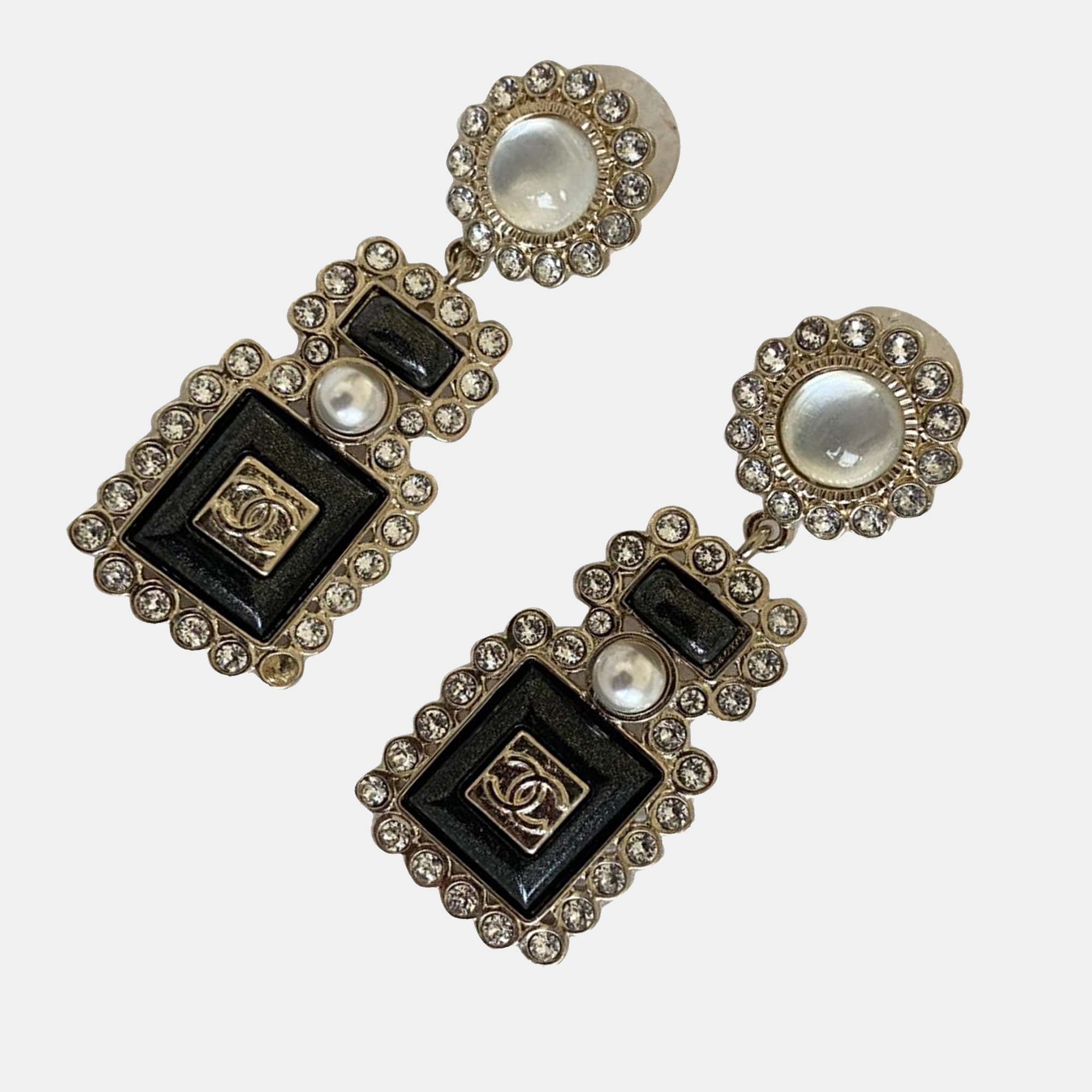 

Chanel black enamel no5 bottle earrings