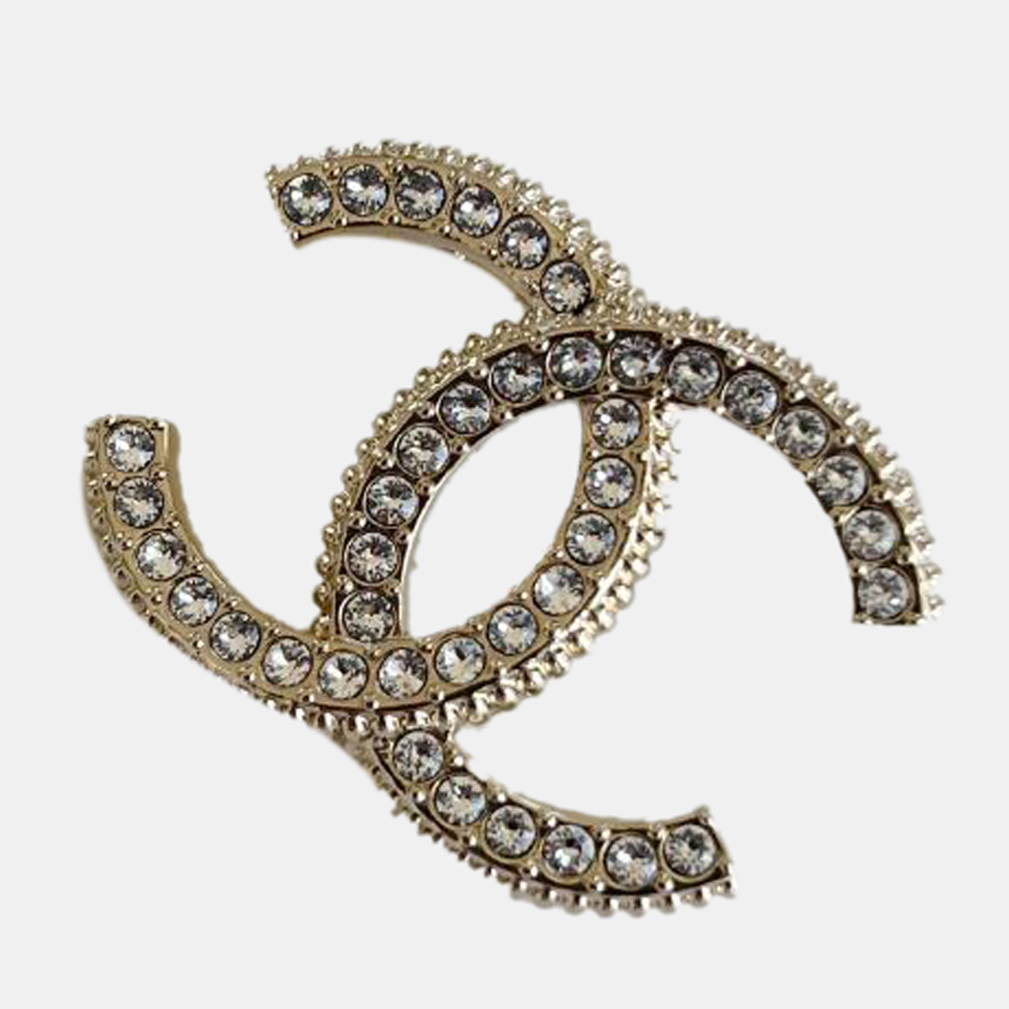 

Chanel crystal encrusted light gold tone hardware brooch