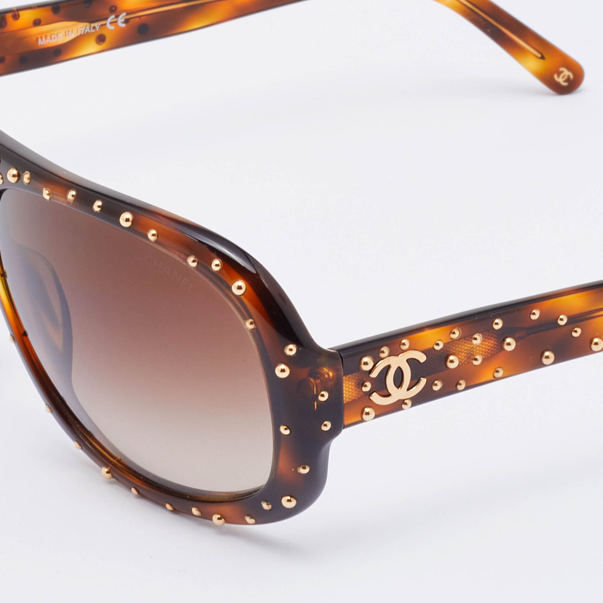 

Chanel Brown/Brown Gradient 5135 Studded Aviator Sunglasses