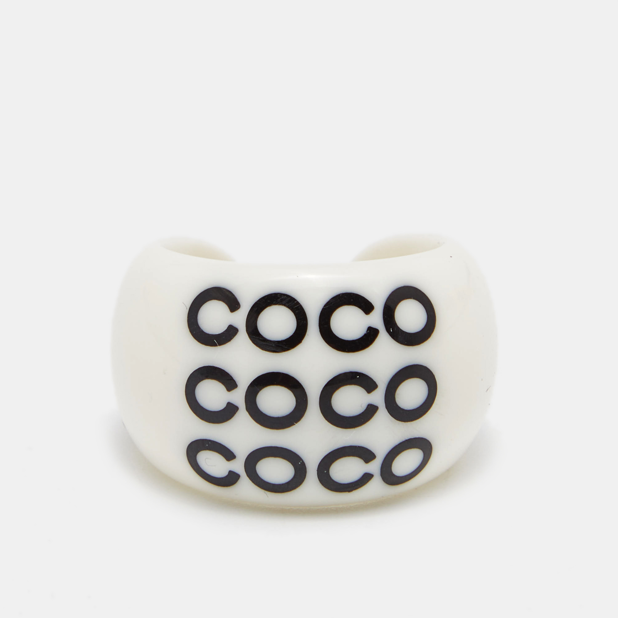 

Chanel Coco White Resin Ring Size