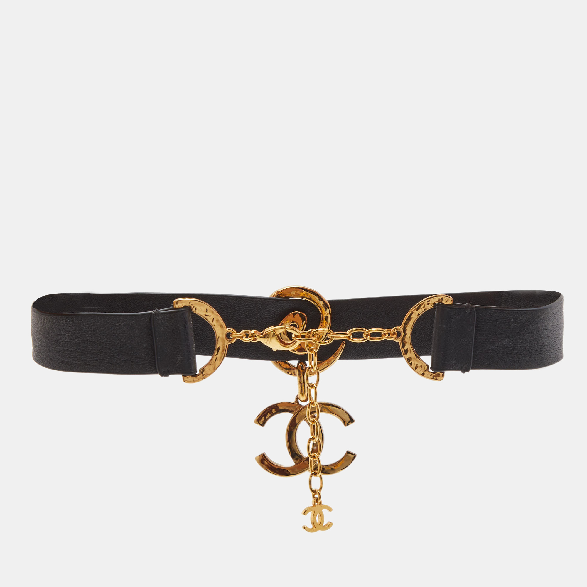

Chanel CC Leather Gold Tone Choker Necklace