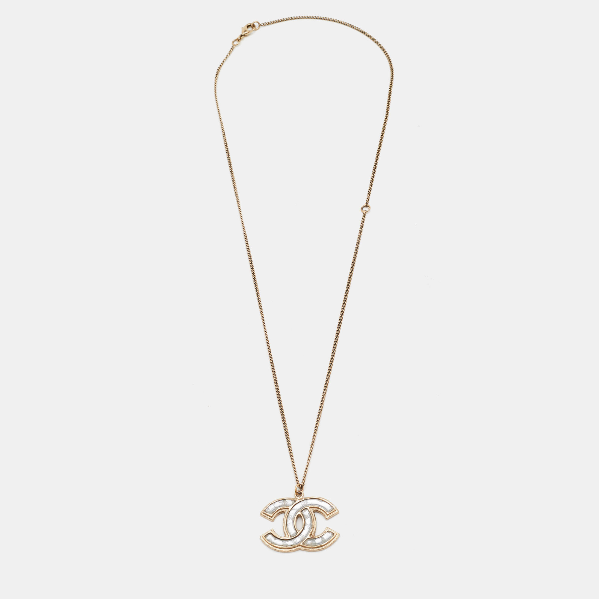 

Chanel CC Resin Gold Tone Pendant Necklace