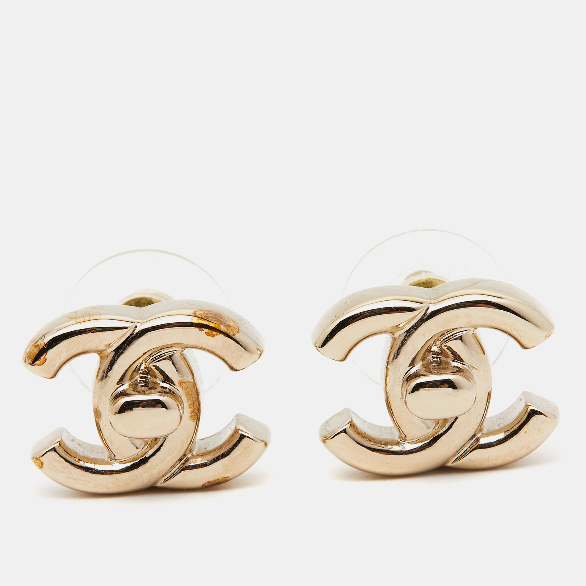 

Chanel CC Turnlock Motif Gold Tone Stud Earrings