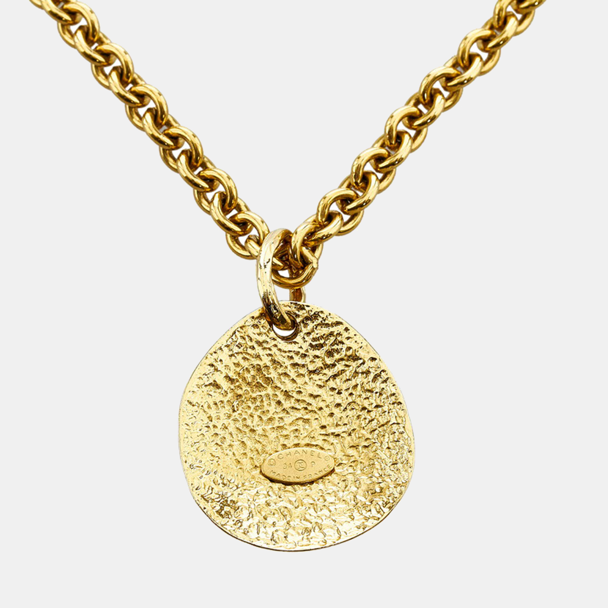 

Chanel Yellow Gold Tone Metal CC Pendant Necklace