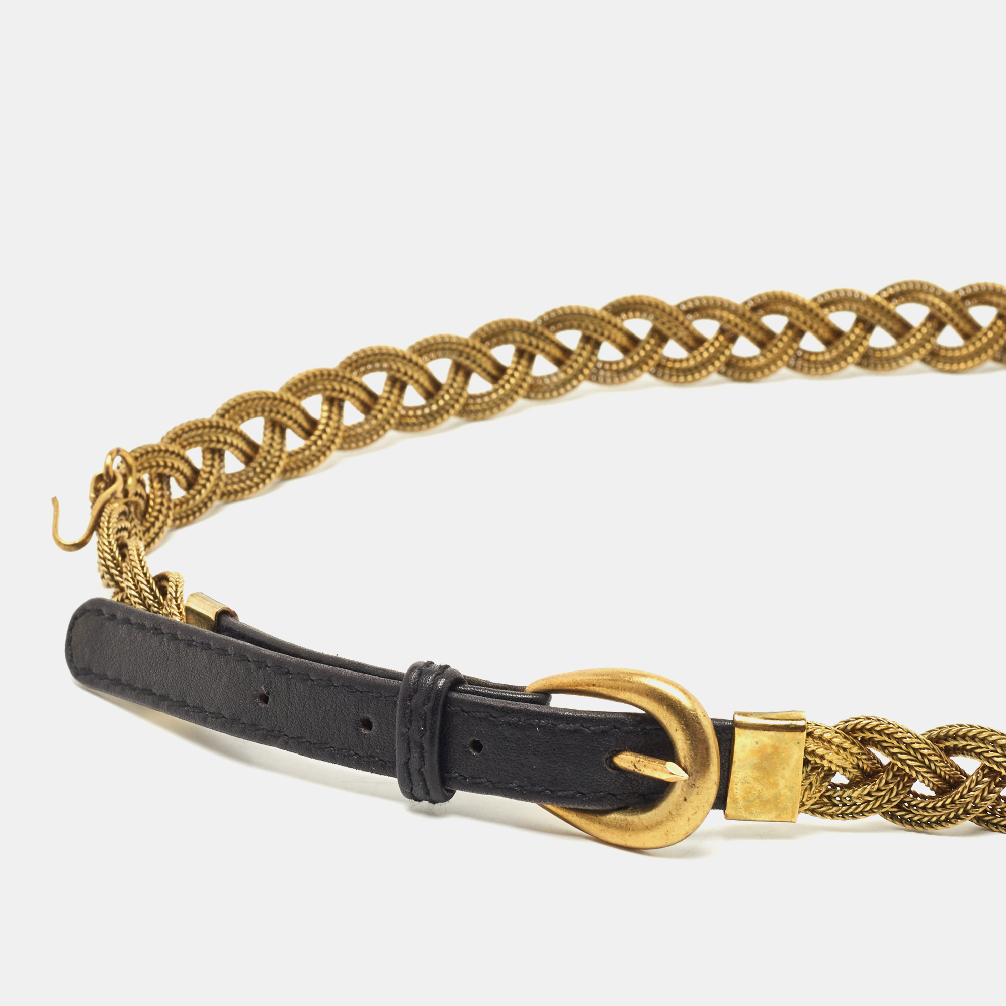 

Chanel Balck/Gold Chain and Leather Medallion Belt