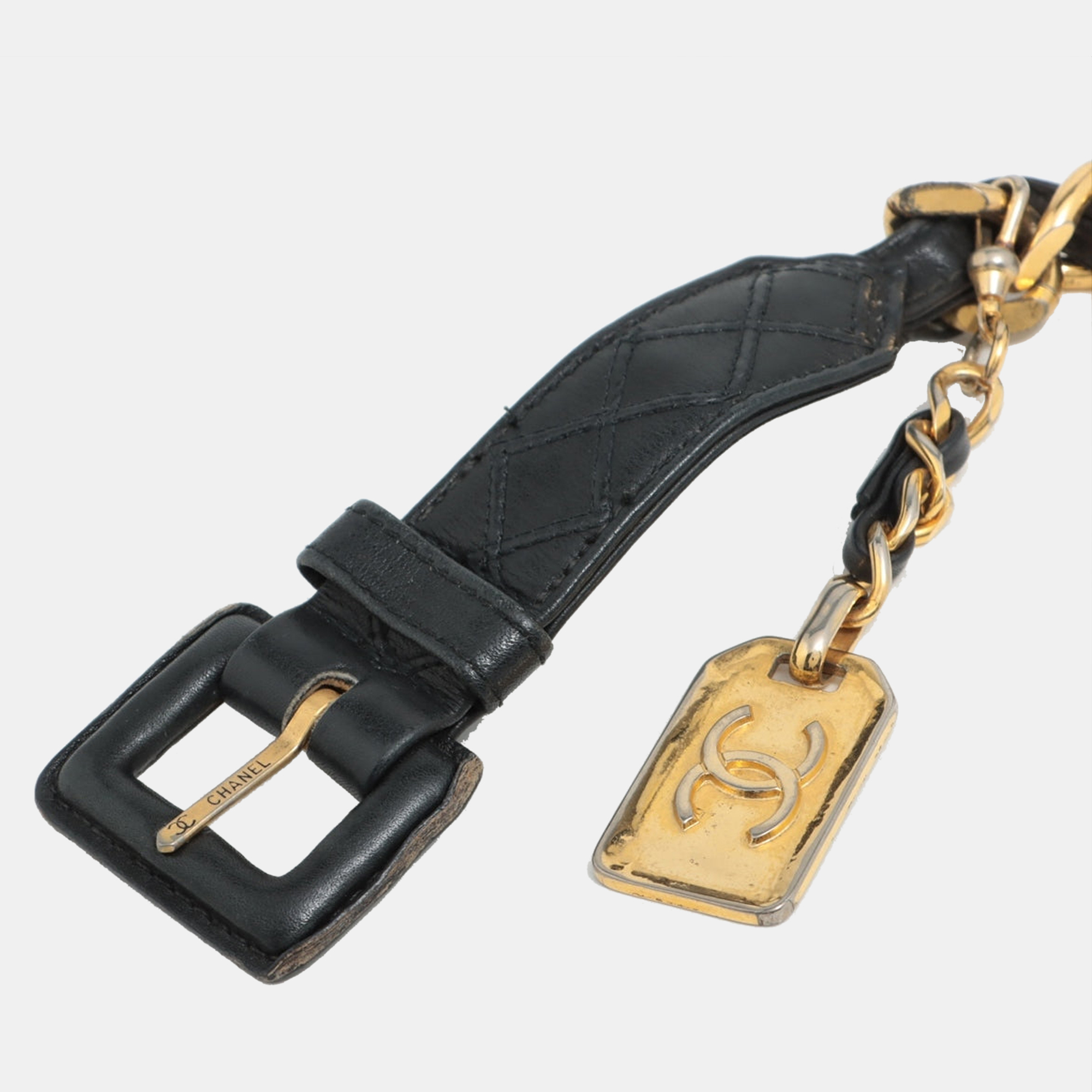 

Chanel 31 RUE CAMBON Chain belt 70/28 GP & leather Black/Gold
