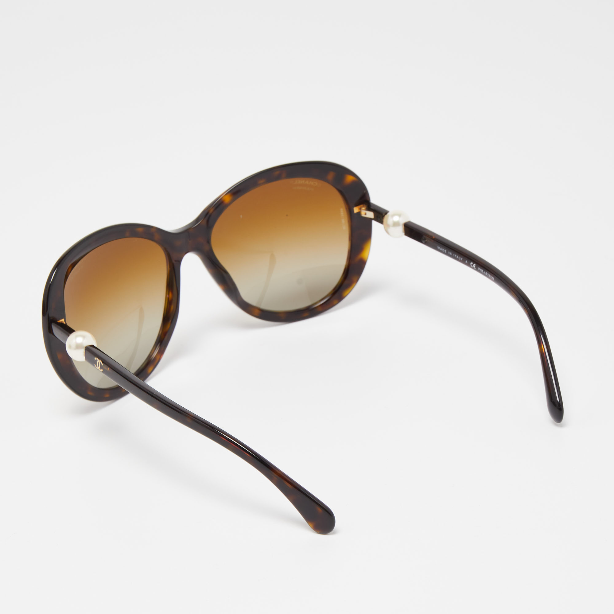 

Chanel Brown Tortoise 5302-H CC Pearl Oversized Sunglasses