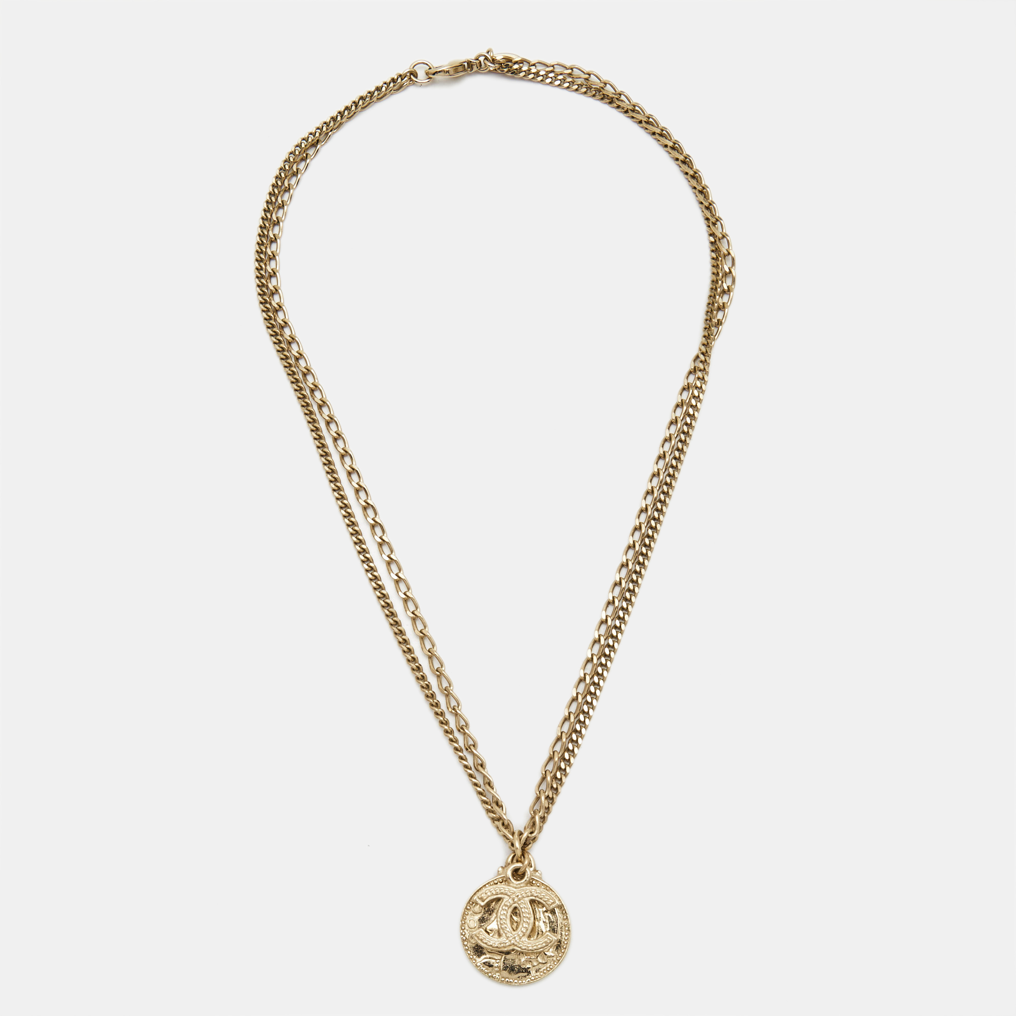 

Chanel CC Coco Gold Tone Metal Chain Necklace