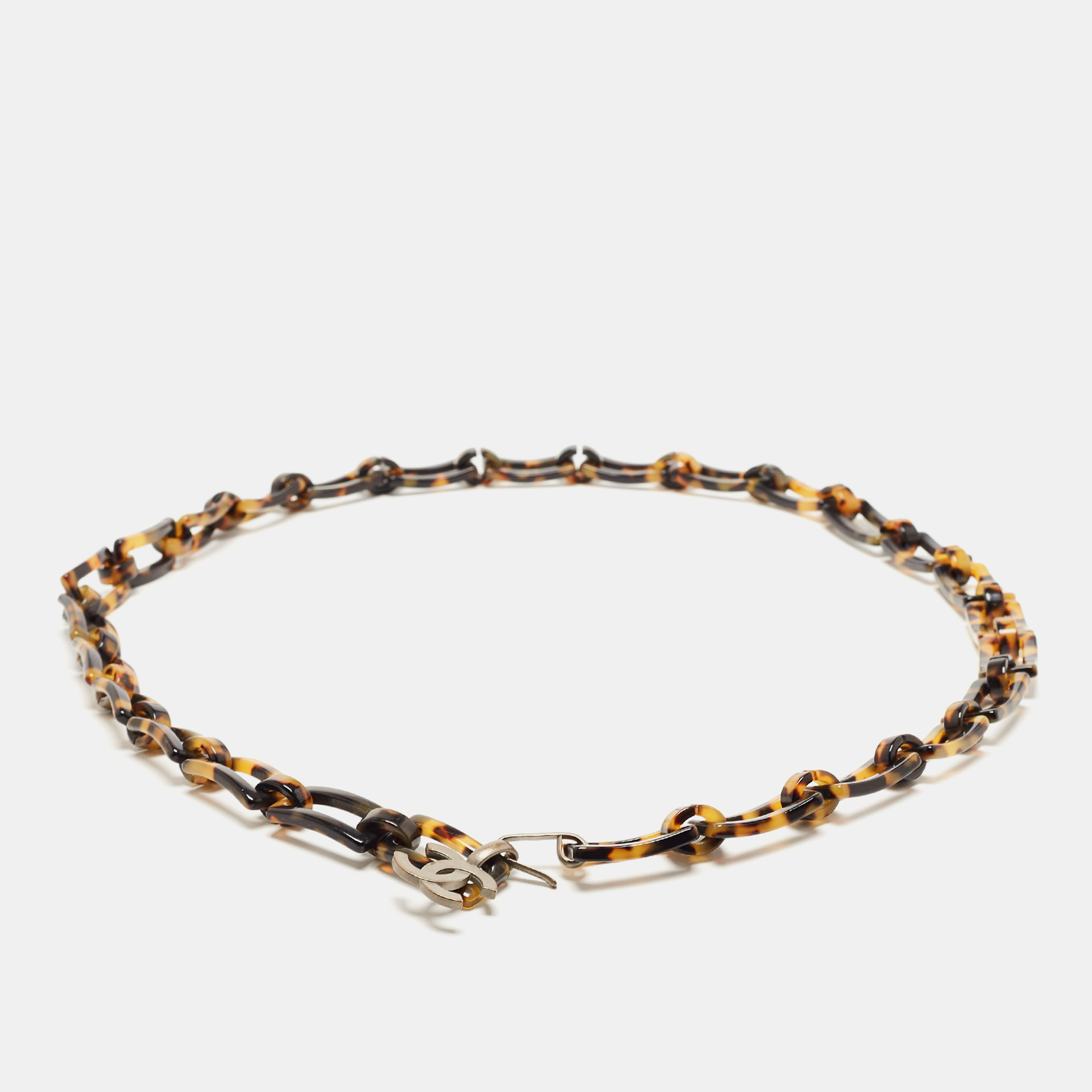 

Chanel Brown Tortoise Acetate Chain Link CC Waist Belt