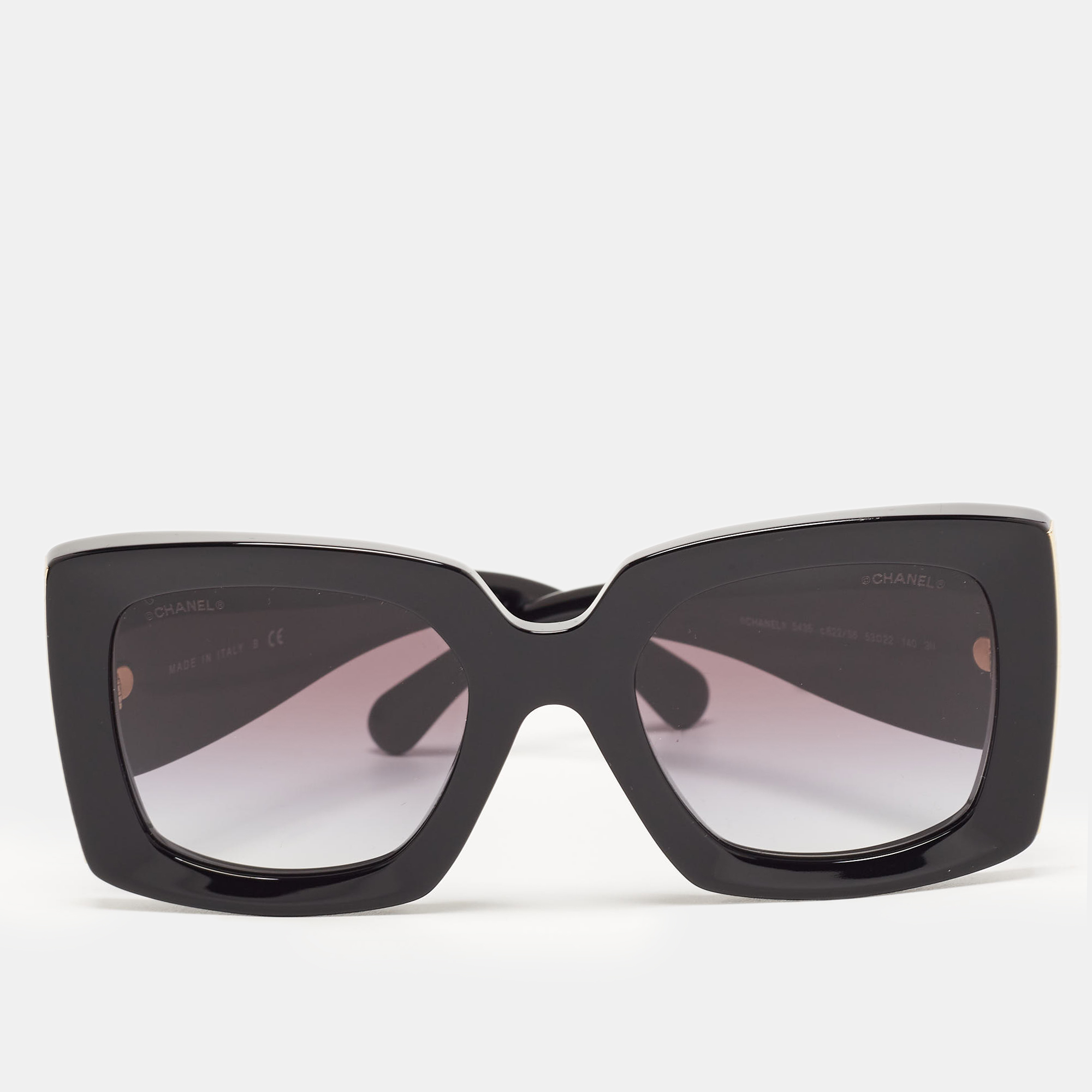 Pre-owned Chanel Black/gold Gradient Cc Rectangular Sunglasses