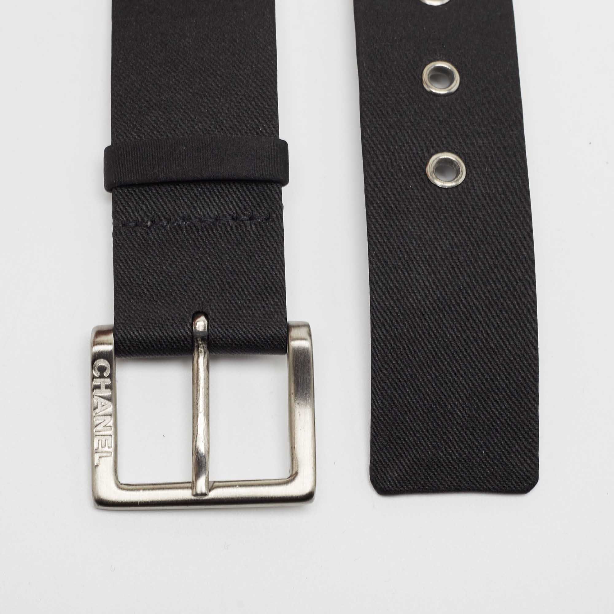 

Chanel Black Satin Buckle Belt