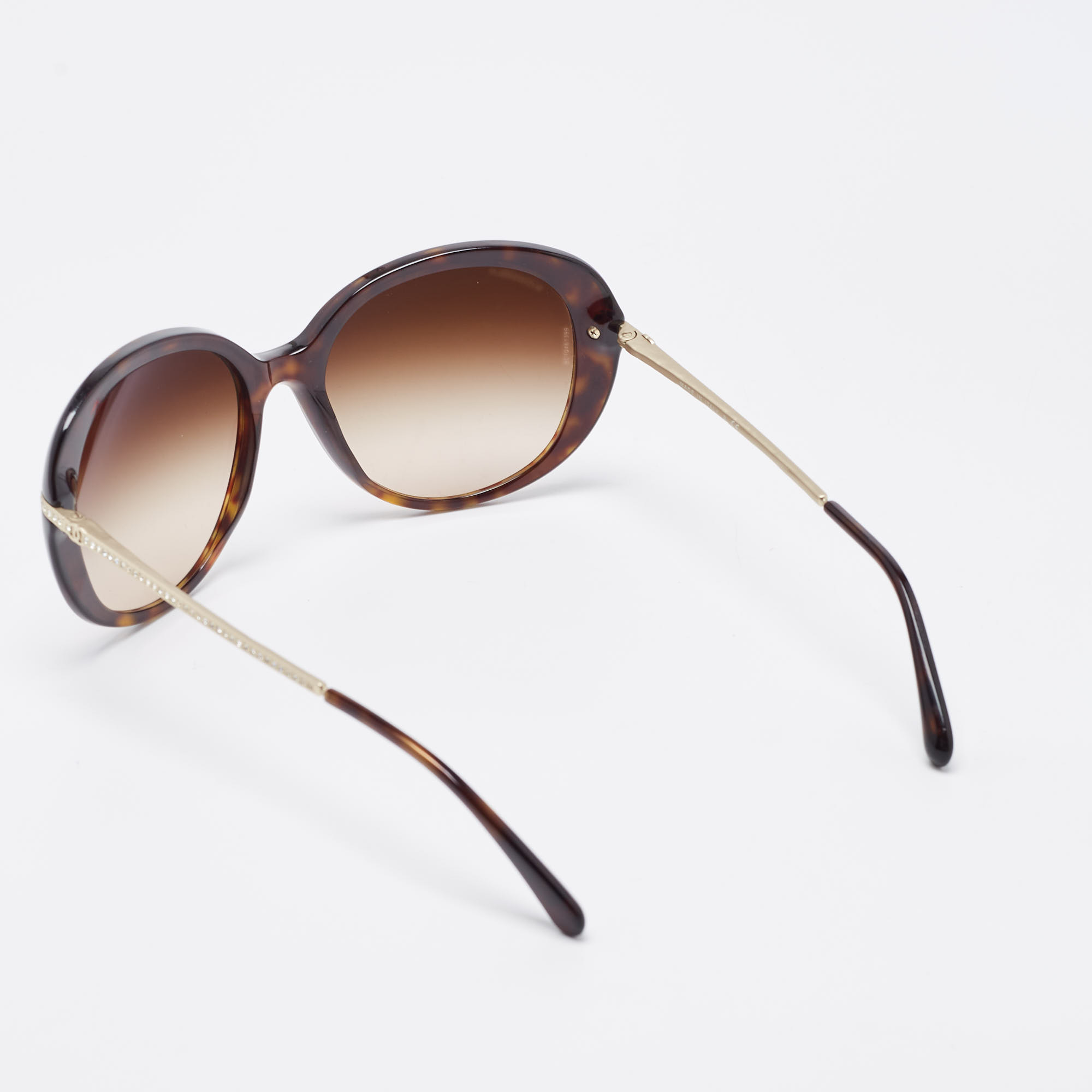 

Chanel Brown Gradient 5233 Crystals Embellished Oval Sunglasses