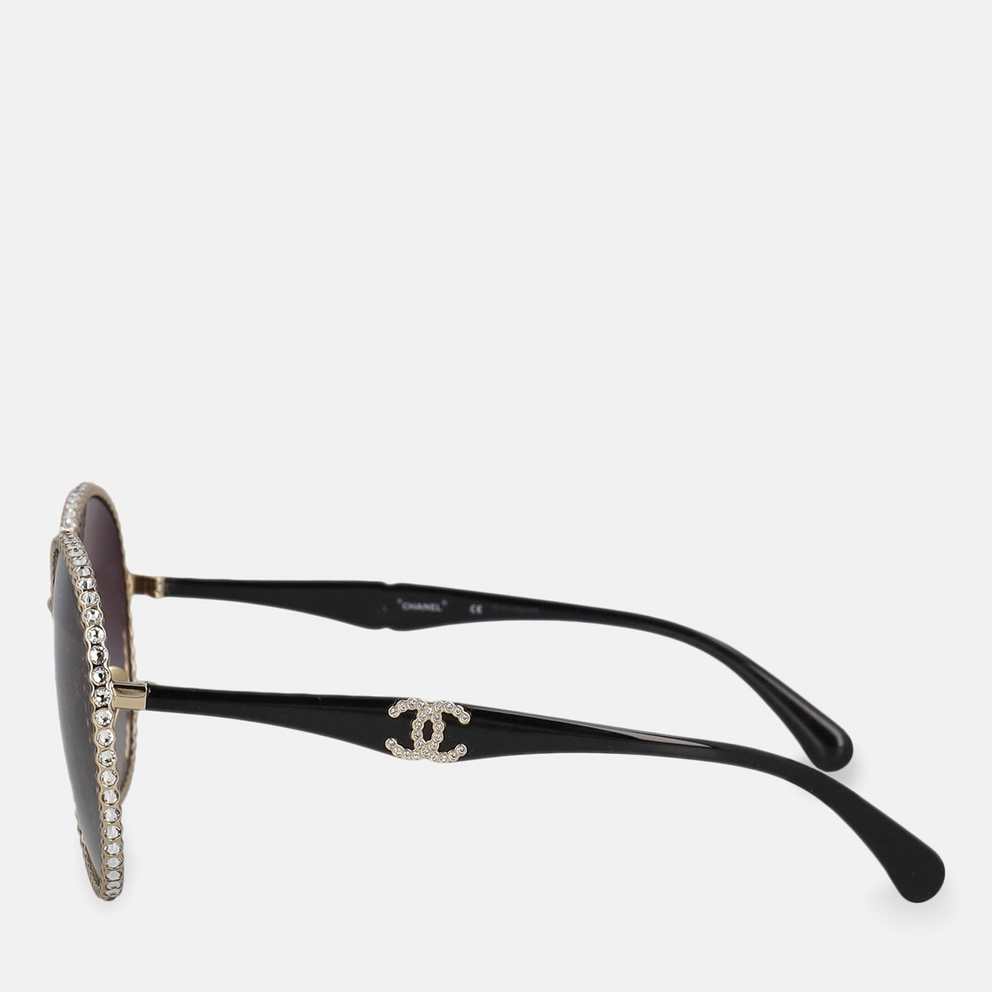 

Chanel Women's Metal Round Frame Sunglasses - Black