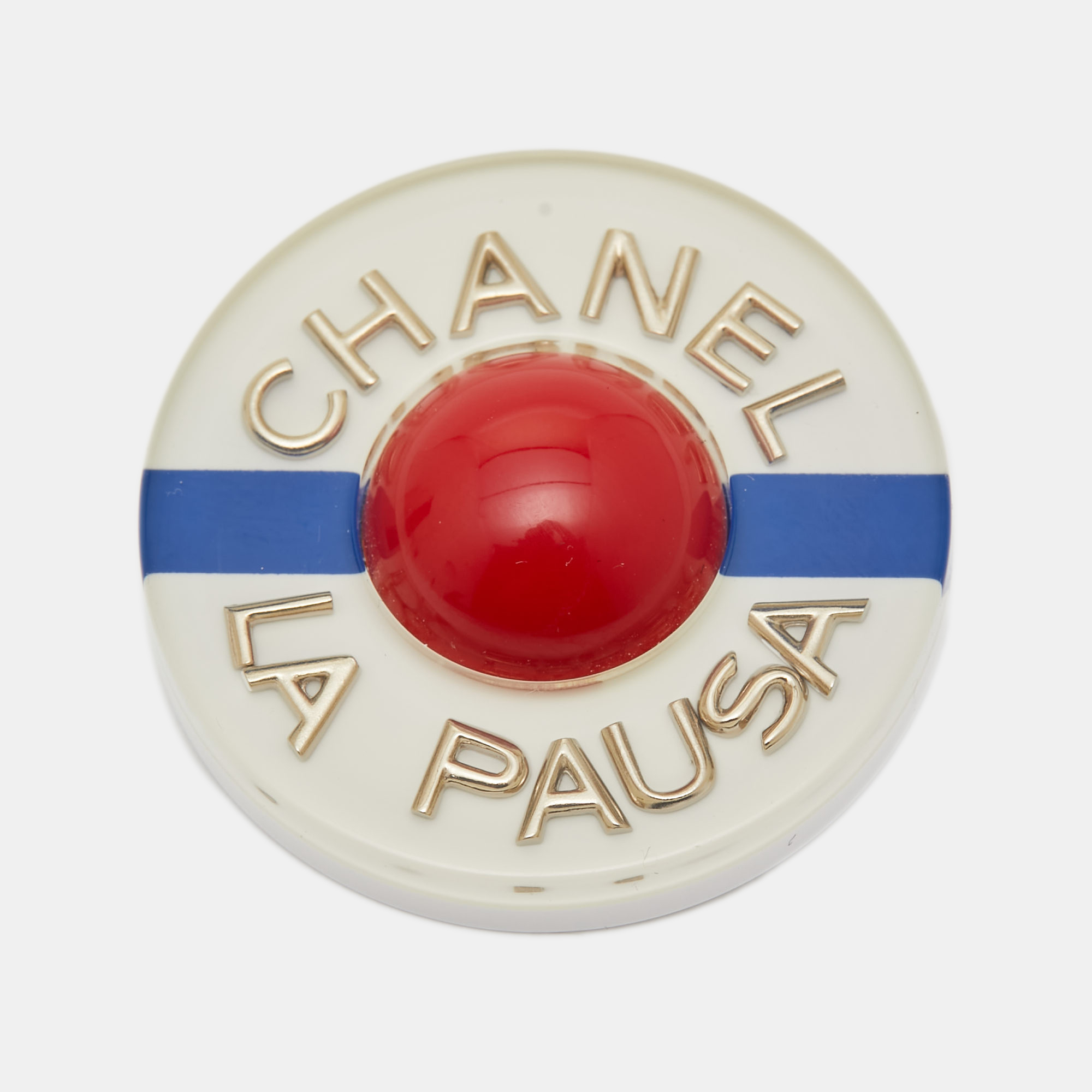 Pre-owned Chanel La Pausa Platic Resin Gold Tone Brooch