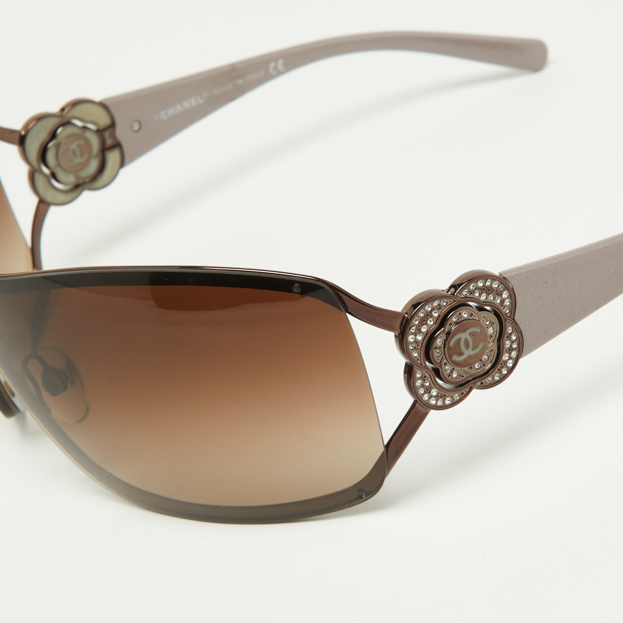 

Chanel Bronze Tone/Brown Gradient 4164-B Camelia Shield Sunglasses