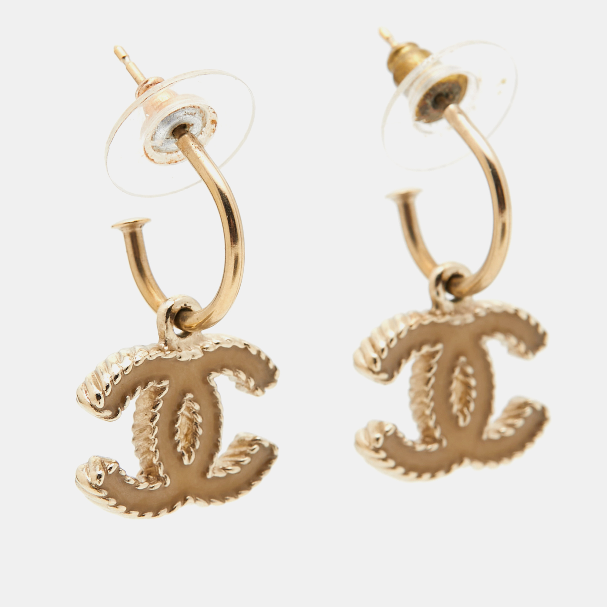 

Chanel CC Enamel Gold Tone Earrings