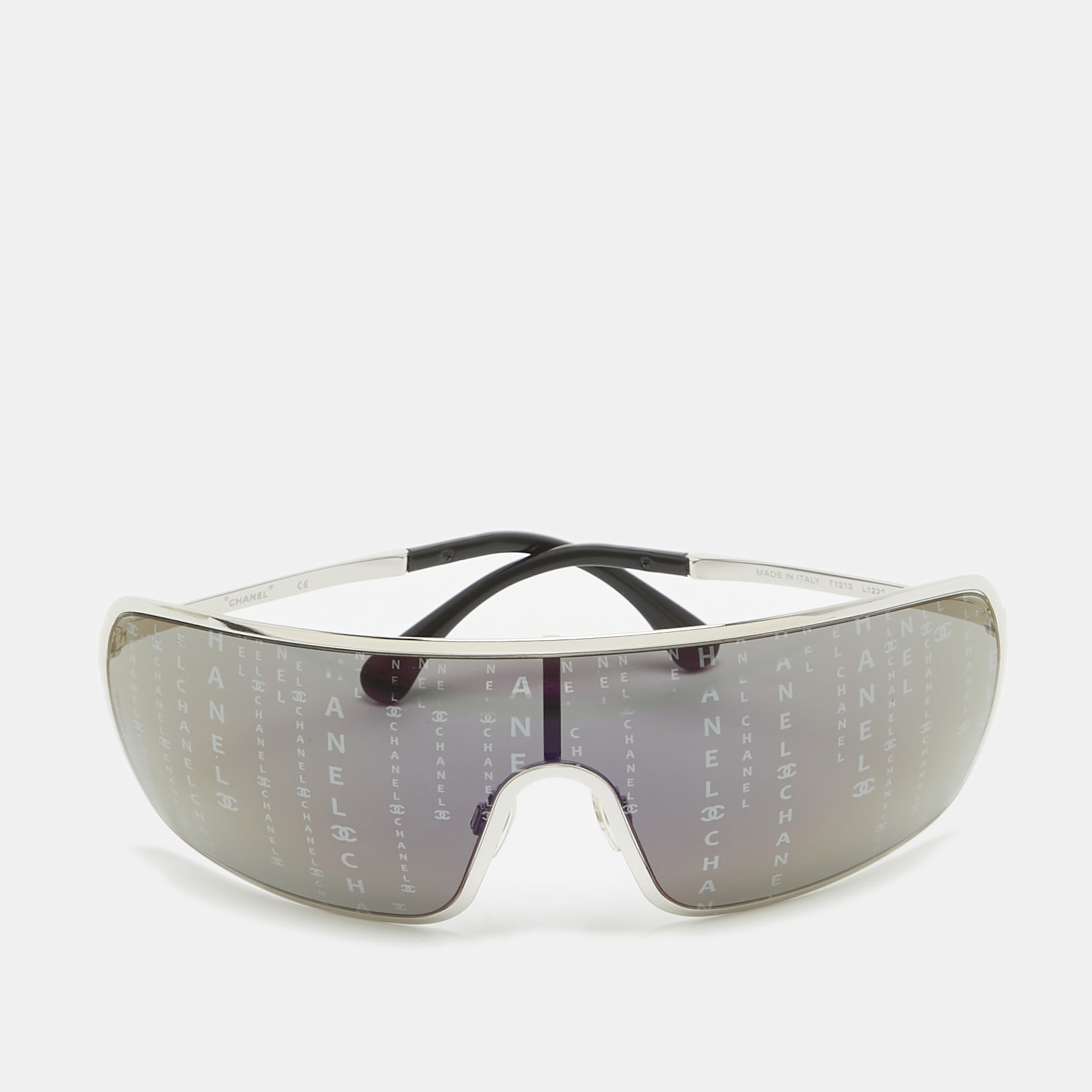 

Chanel Black/Silver Hologram Runaway Shield Sunglasses