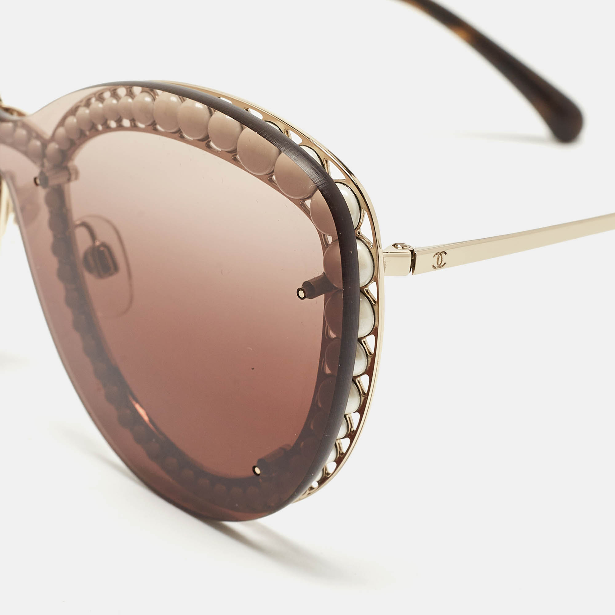 

Chanel Brown Gradient 4236-H Pearl Embellished Butterfly Sunglasses