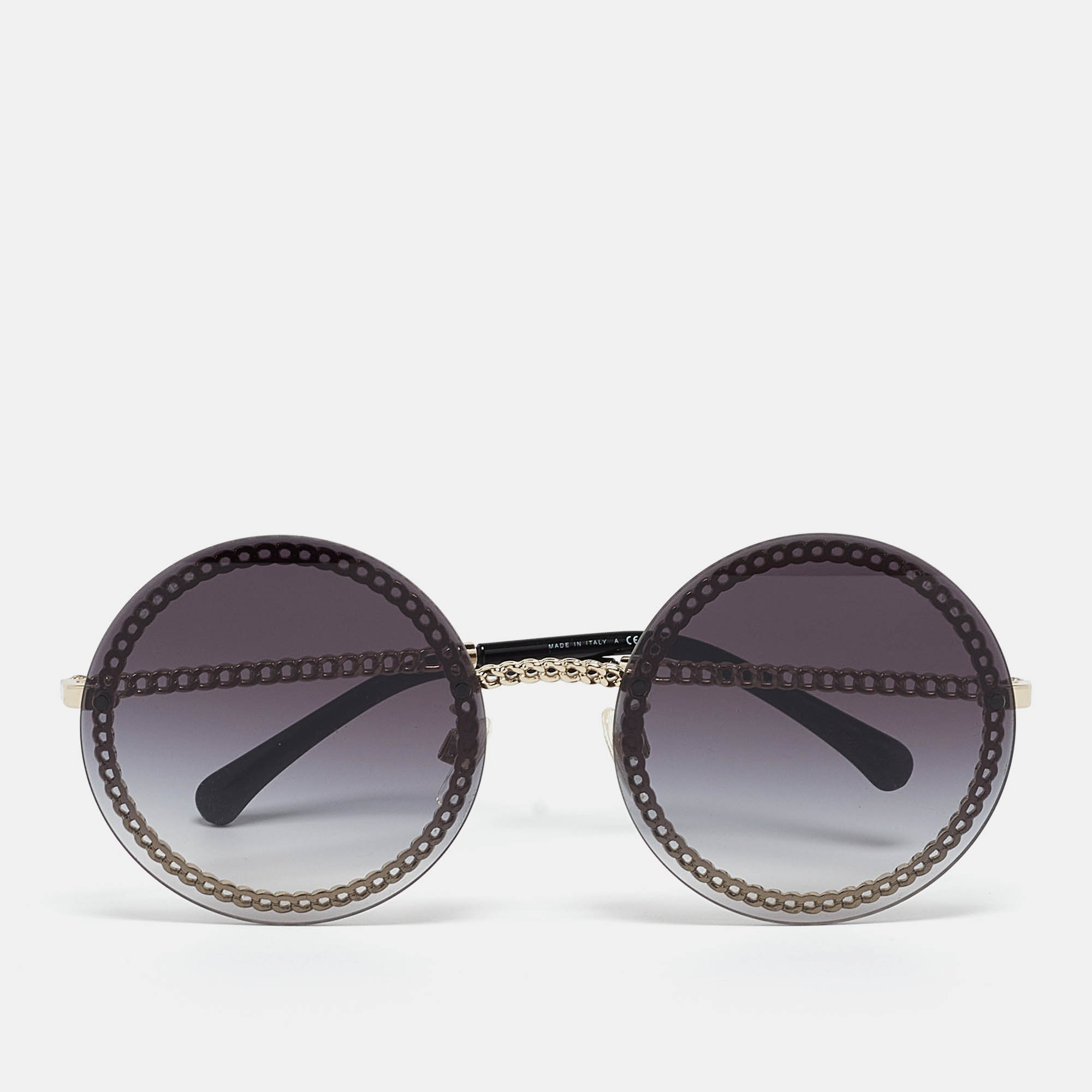 

Chanel Black/Gold Gradient 4245 Chain Round Sunglasses