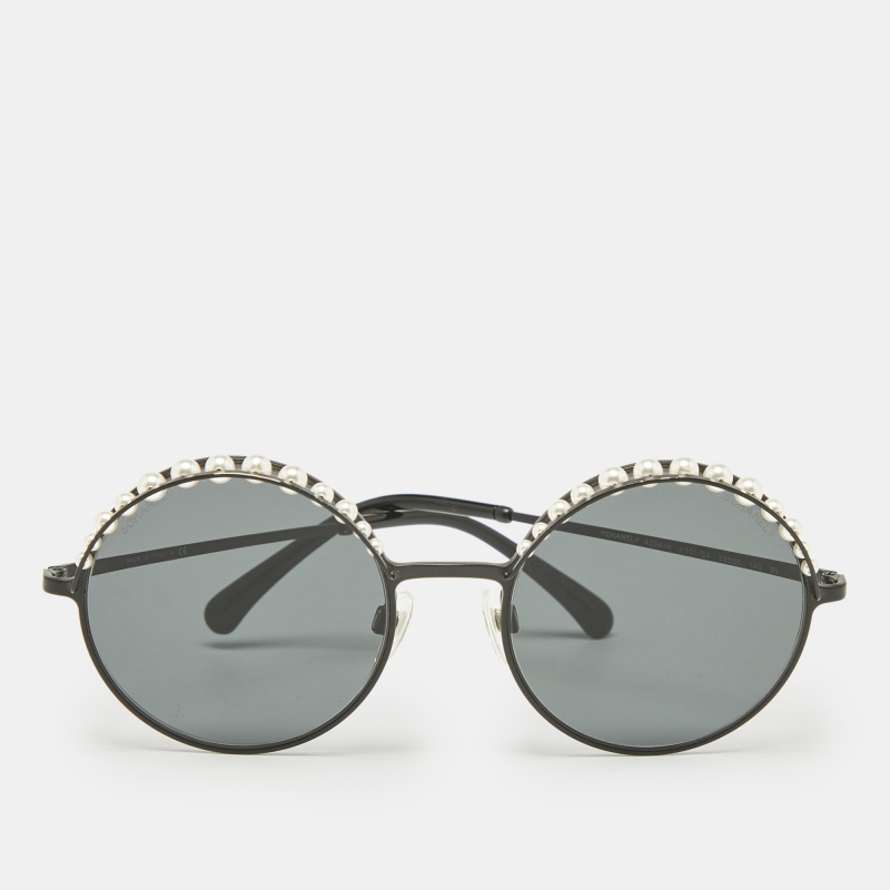 

Chanel Black Pearl Embellished 4234H Round Sunglasses