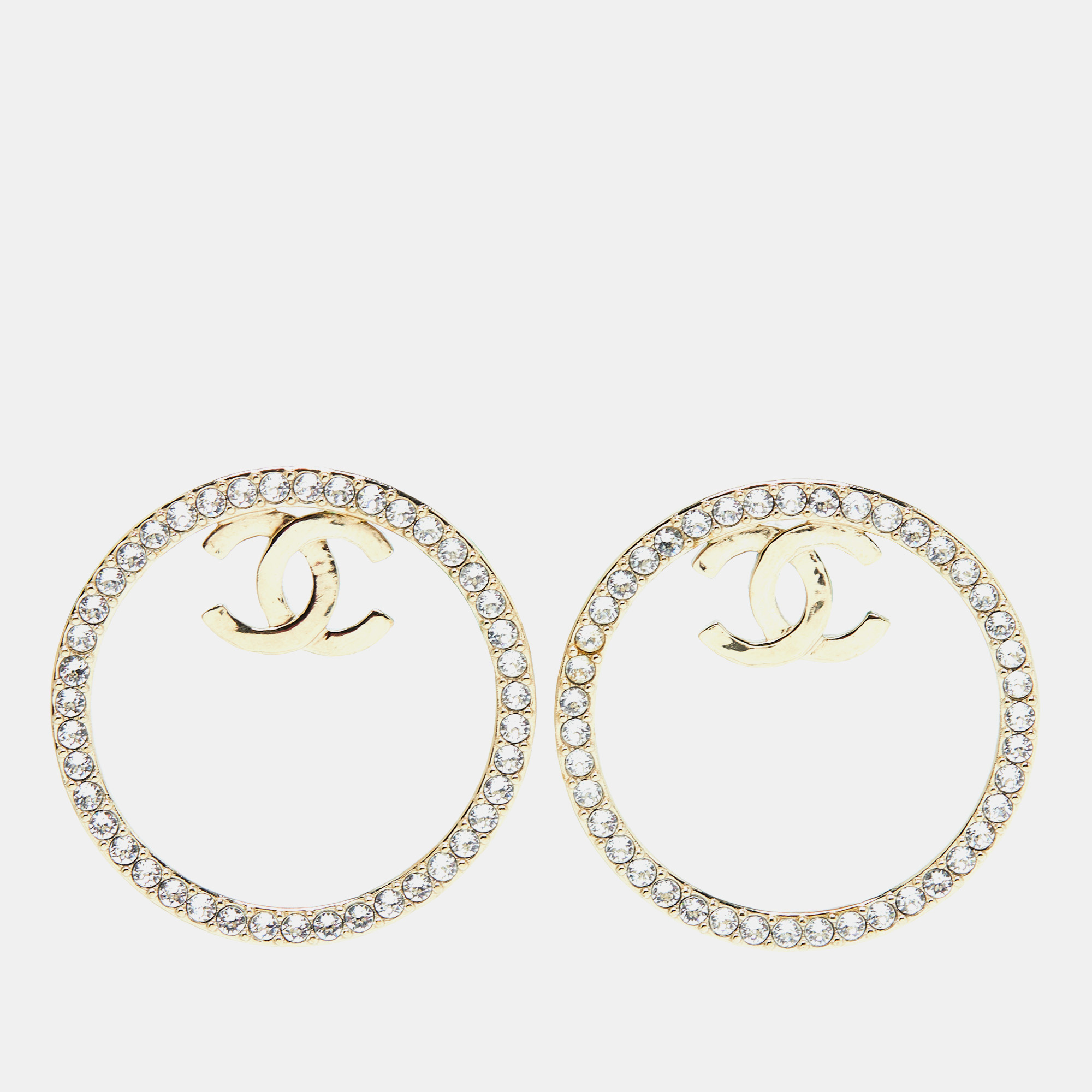 

Chanel CC Crystals Gold Tone Earrings