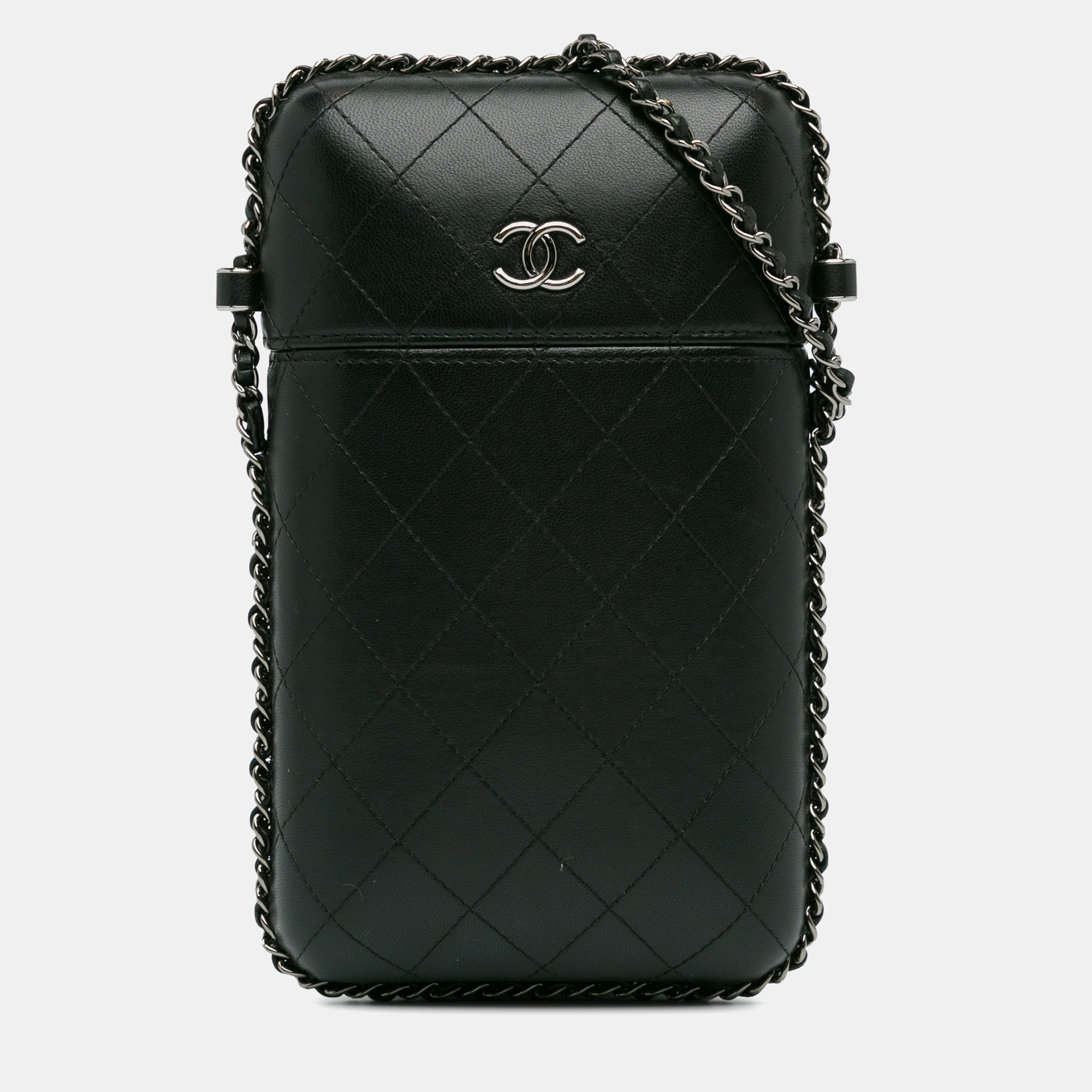 

Chanel CC Quilted Lambskin Chain Around Phone Holder, Black