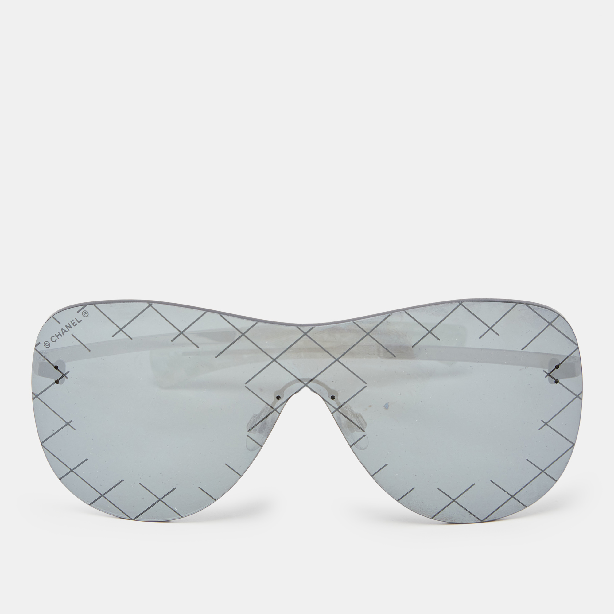 

Chanel Silver Tone/Grey Mirrored 71158 Shield Sunglasses