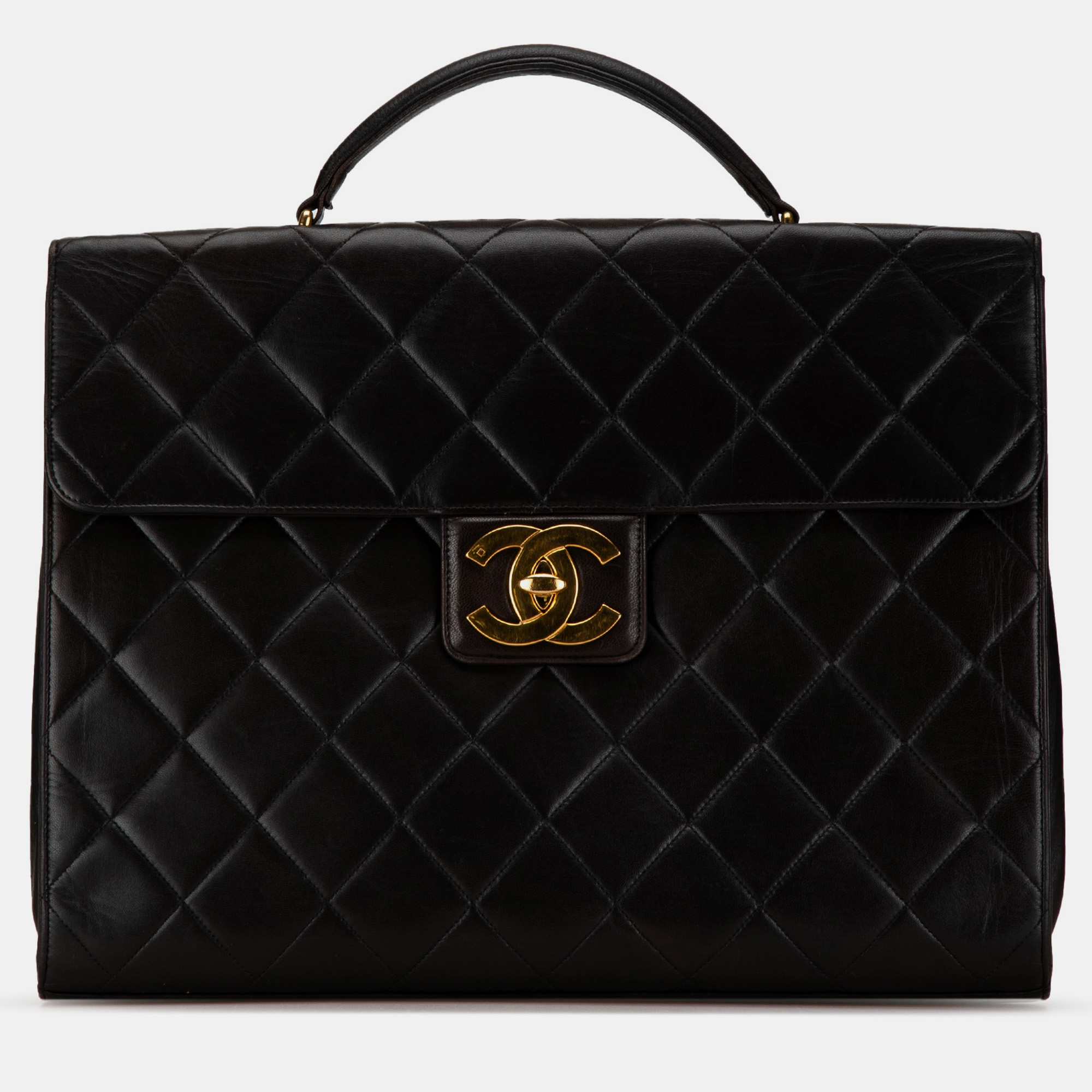 

Chanel CC Quilted Lambskin Flap Briefcase, Black