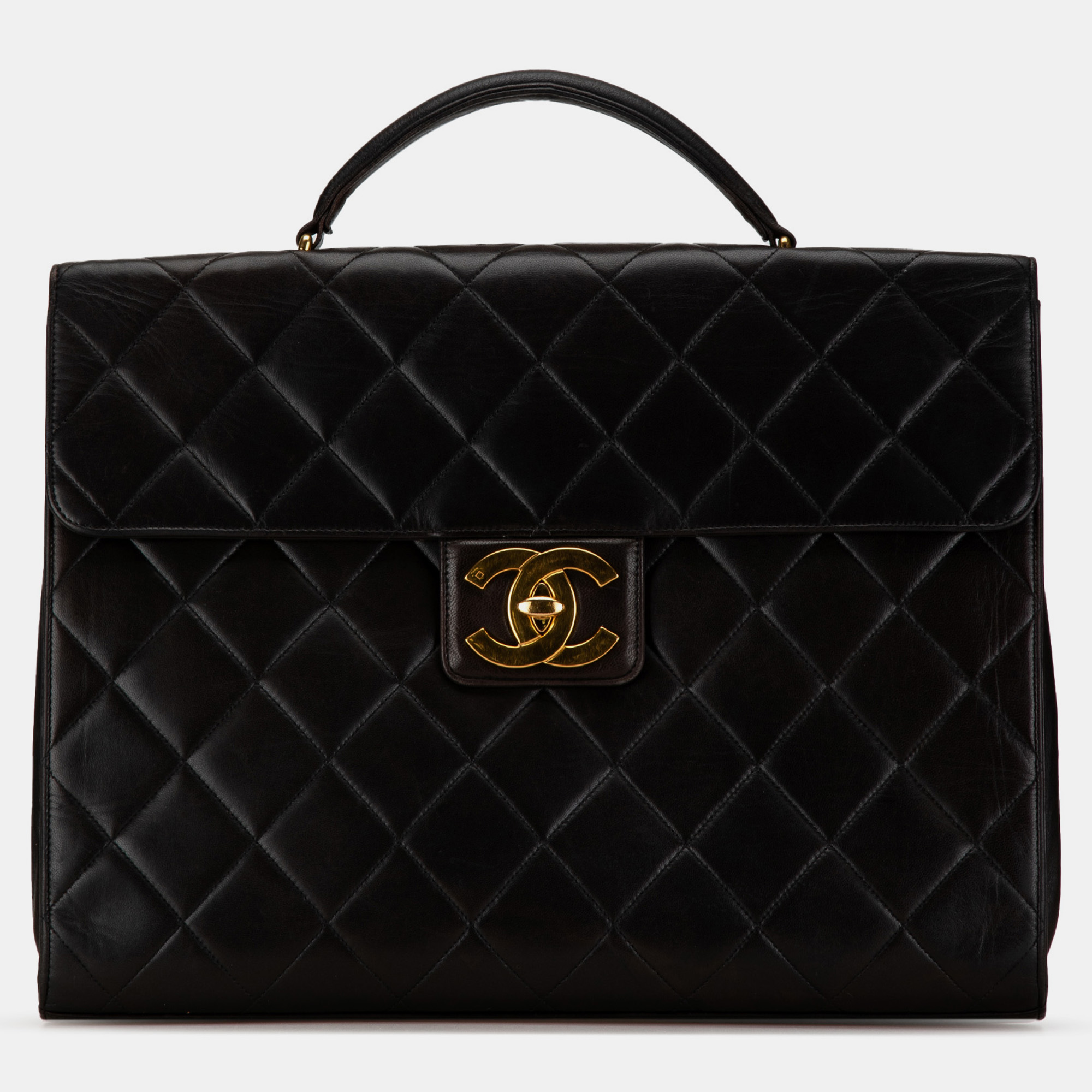 

Chanel Black CC Quilted Lambskin Flap Briefcase