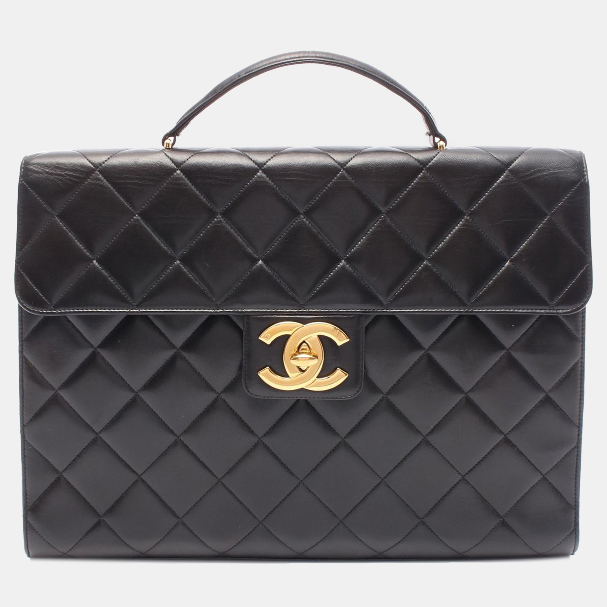 

Chanel Black CC Quilted Lambskin Flap Briefcase