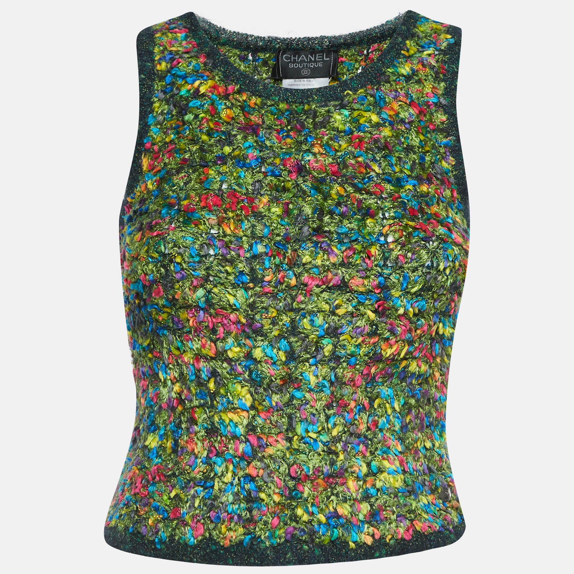 

Chanel Multicolor Patterned Acrylic Knit Sleeveless Top M