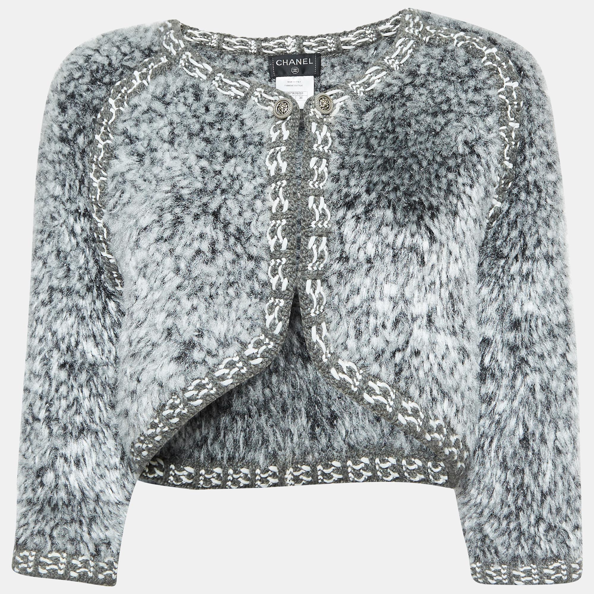 

Chanel Grey Fur Cropped Jacket S