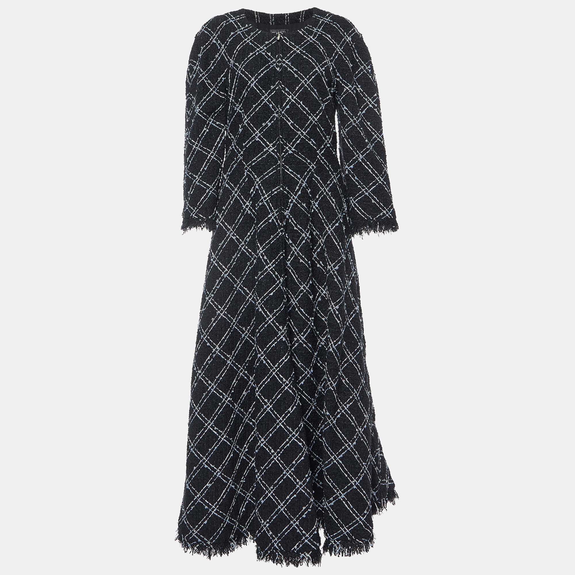 

Chanel Black Tweed Wool Blend Maxi Dress L