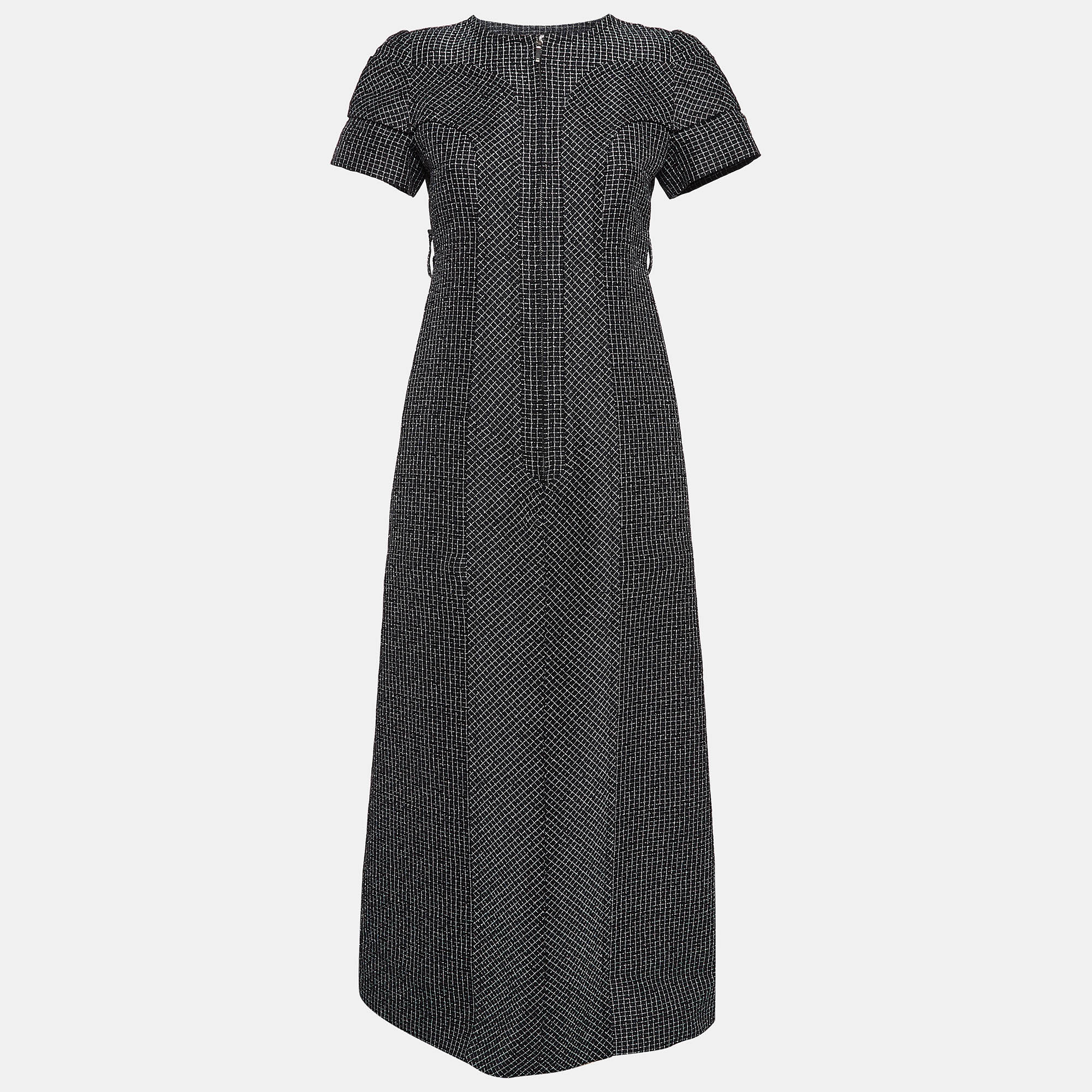 

Chanel Black Checkered Cotton Midi Dress S