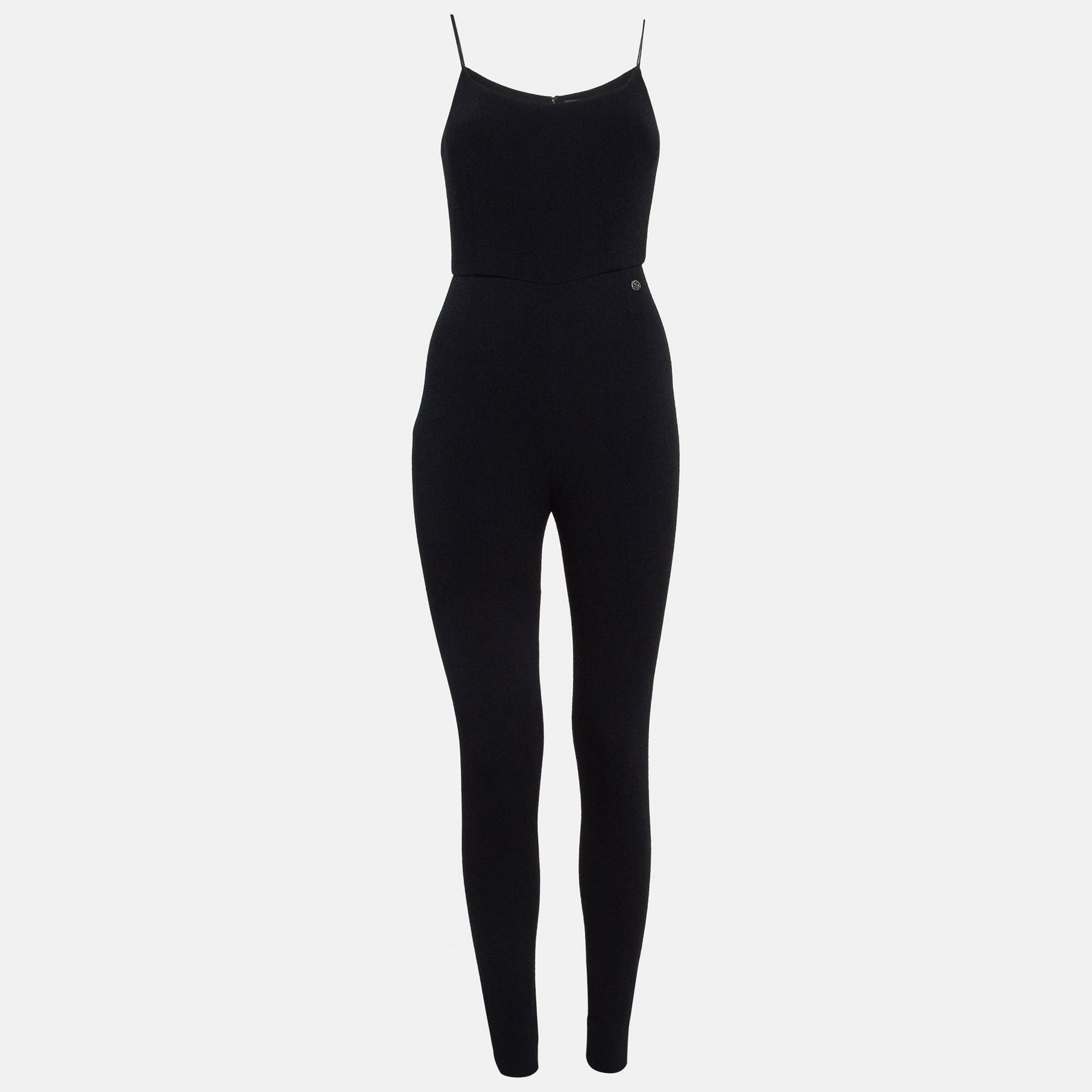 

Chanel Black Stretch Crepe Shoulder Strap Jumpsuit S