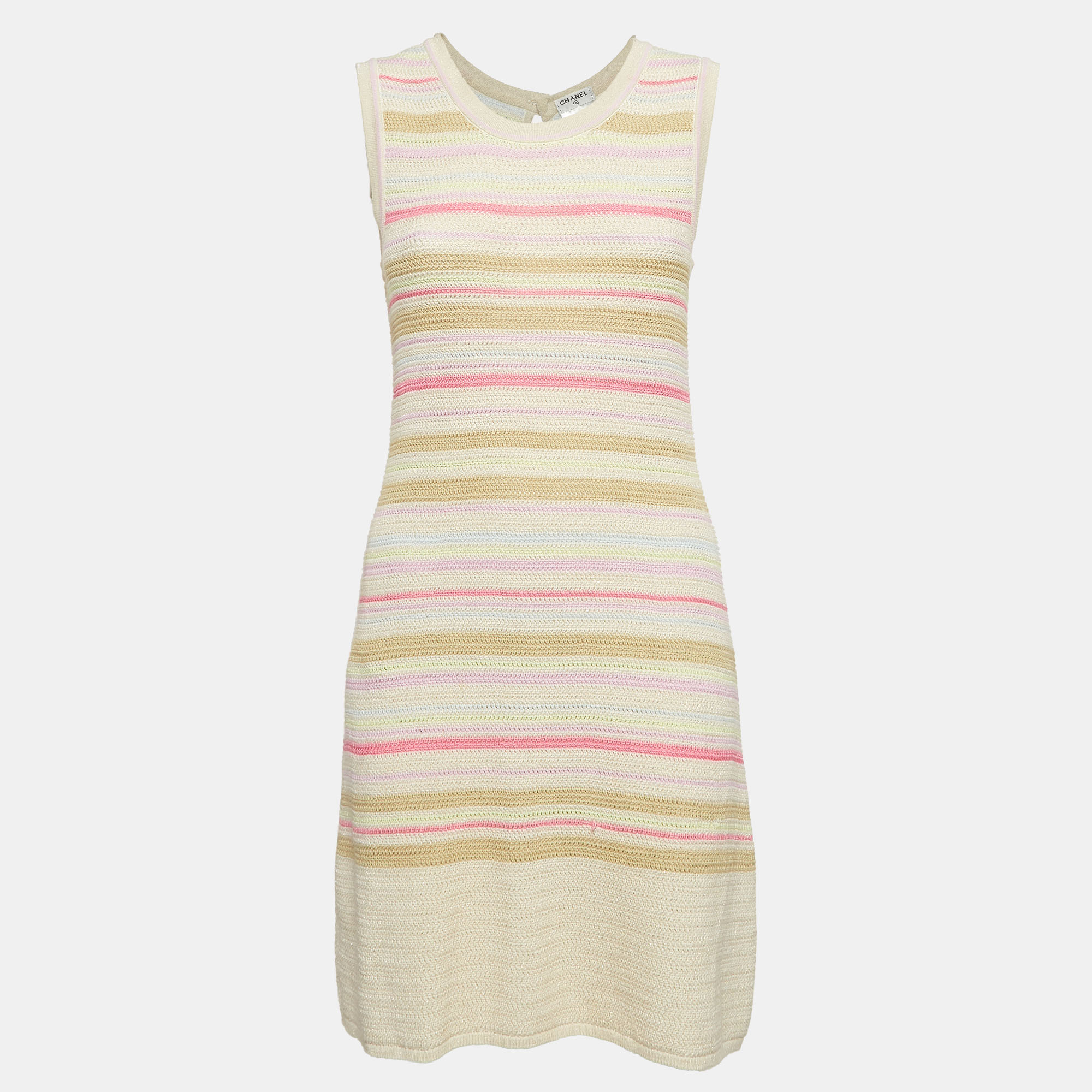 Pre-owned Chanel Multicolor Lurex Knit Sleeveless Mini Dress M