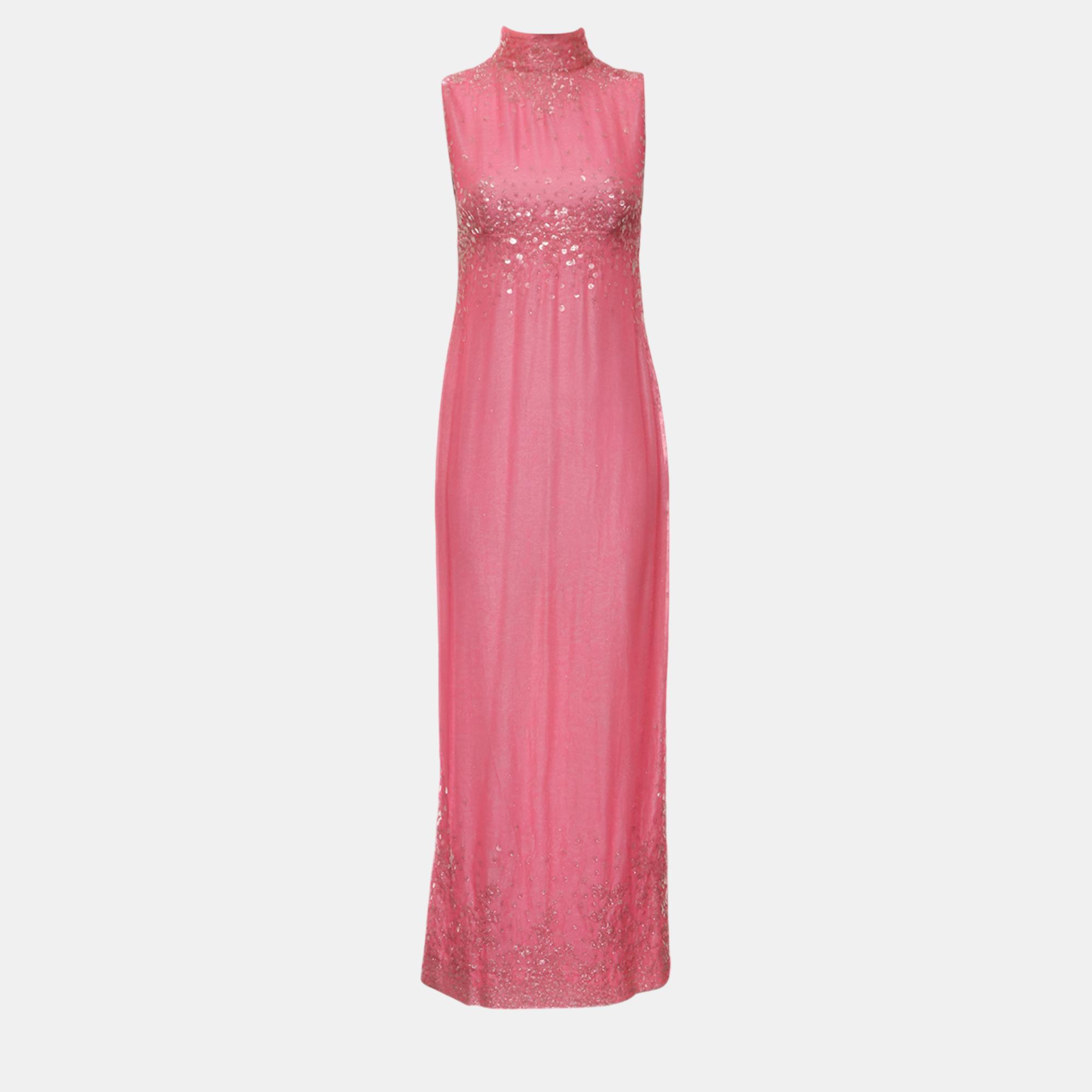 

Chanel Pink Vintage Sequin Turtle Neck Sleeveless Dress