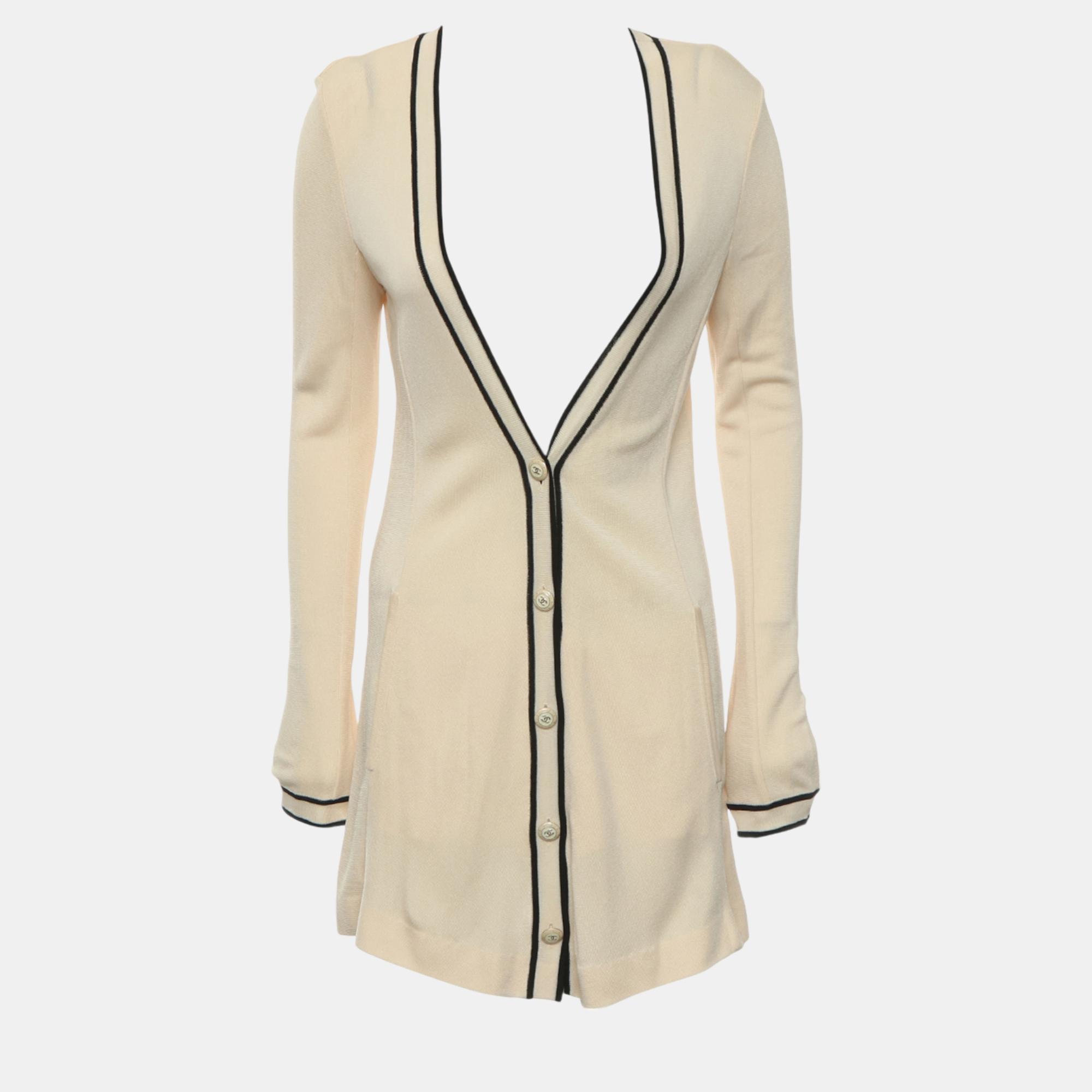 Pre-owned Chanel Knitted Cardigan In Cream