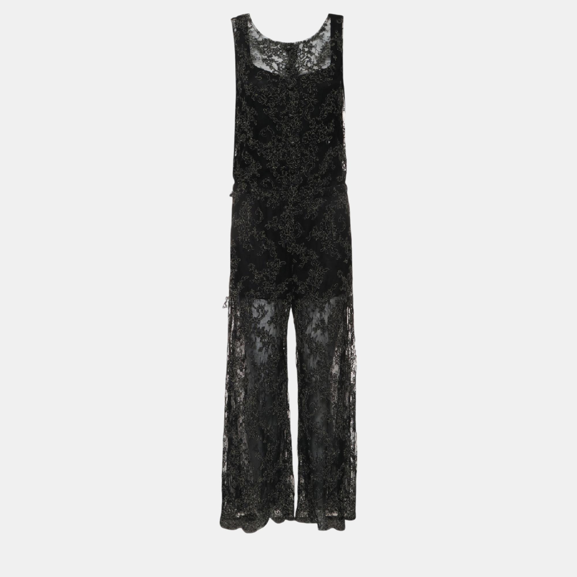 

Chanel Black CC Embellished Buttons Lace Sleeveless Jumpsuit